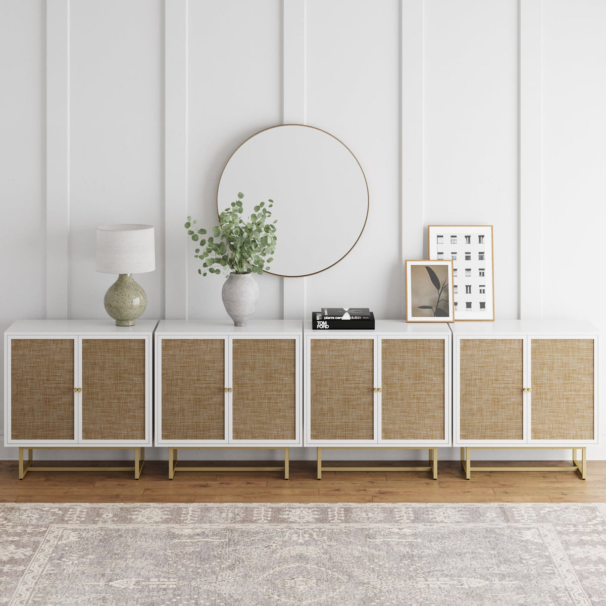 Kova Credenza Rattan White Set of 4 | Nathan James