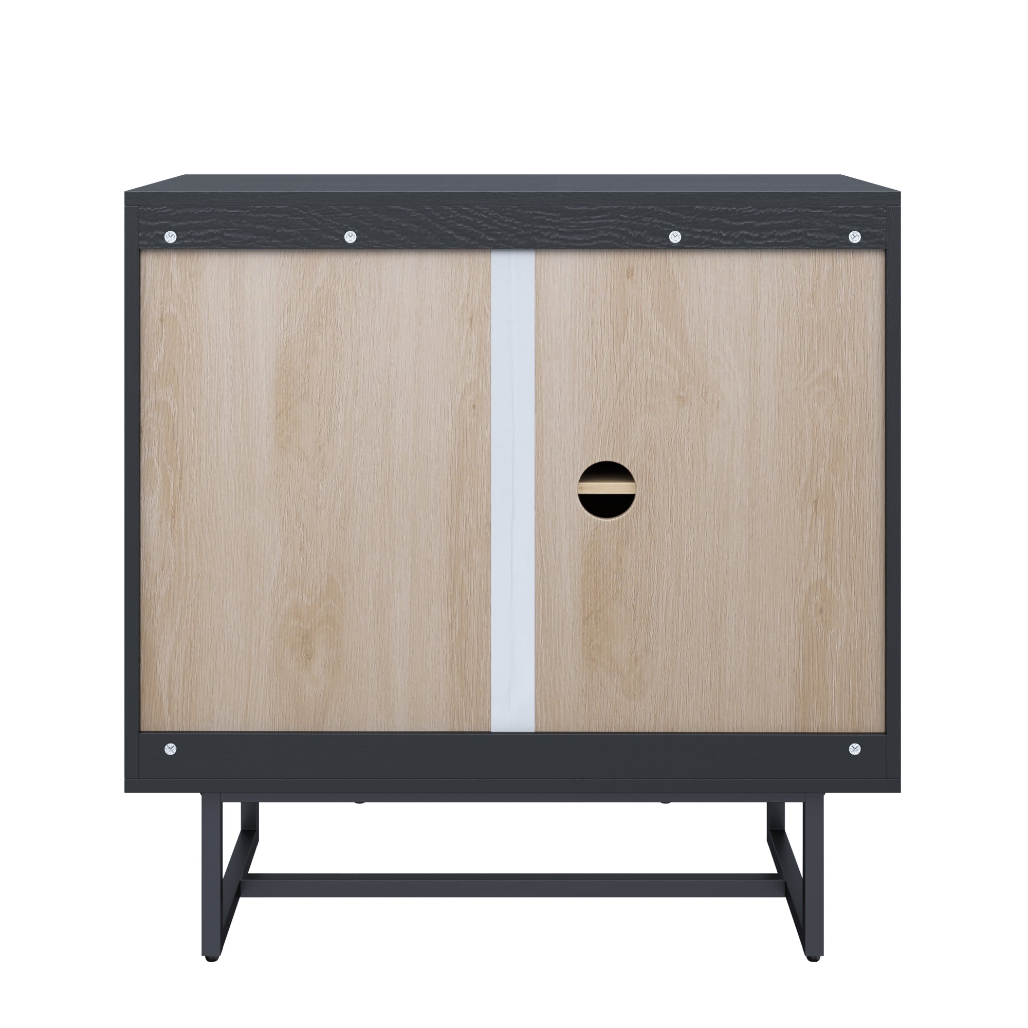 Boho Kova Rattan Wood Black Oak Sideboard Metal Base | Nathan James