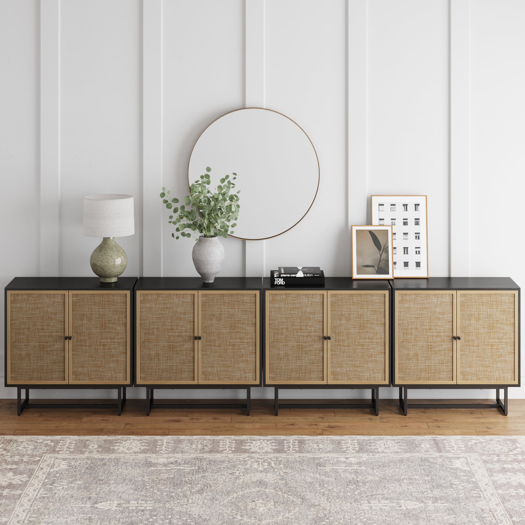 Boho Kova Rattan Wood Black Oak Console | Nathan James