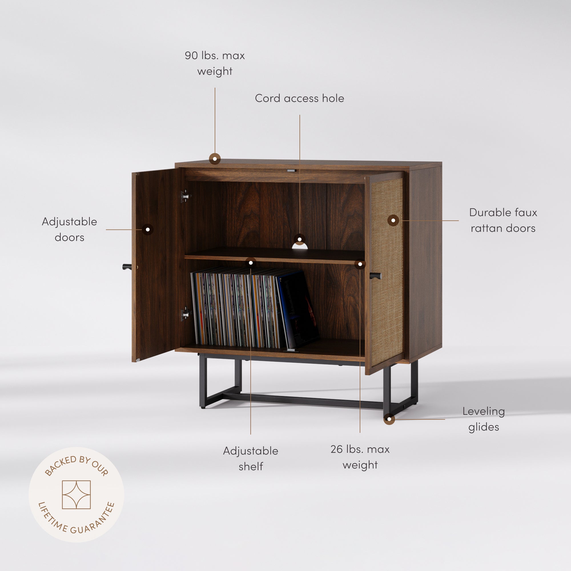 Kova Credenza Rattan Walnut Set of 2 | Nathan James