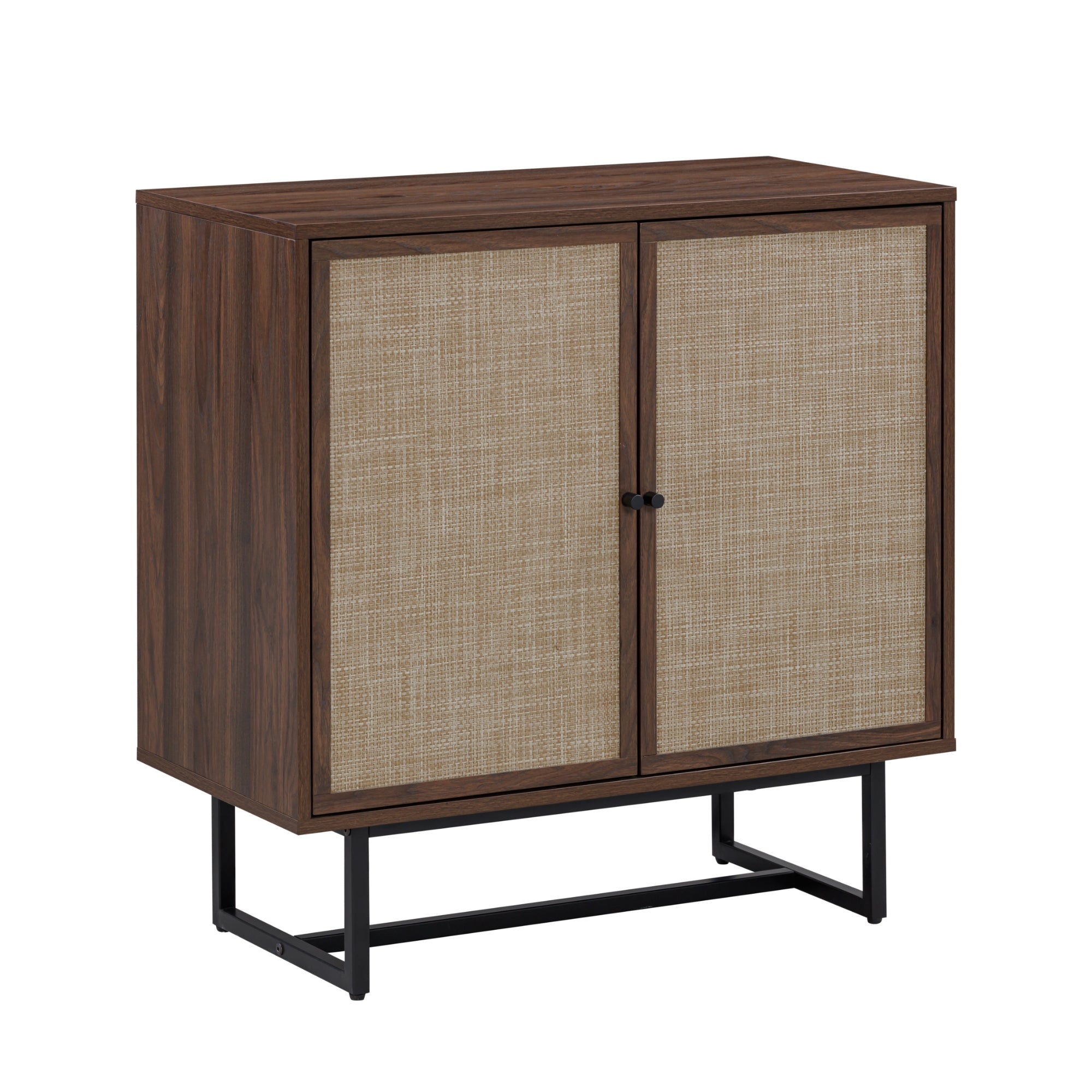 Kova Wood & Rattan Storage Cabinet Walnut Set of 2 | Nathan James