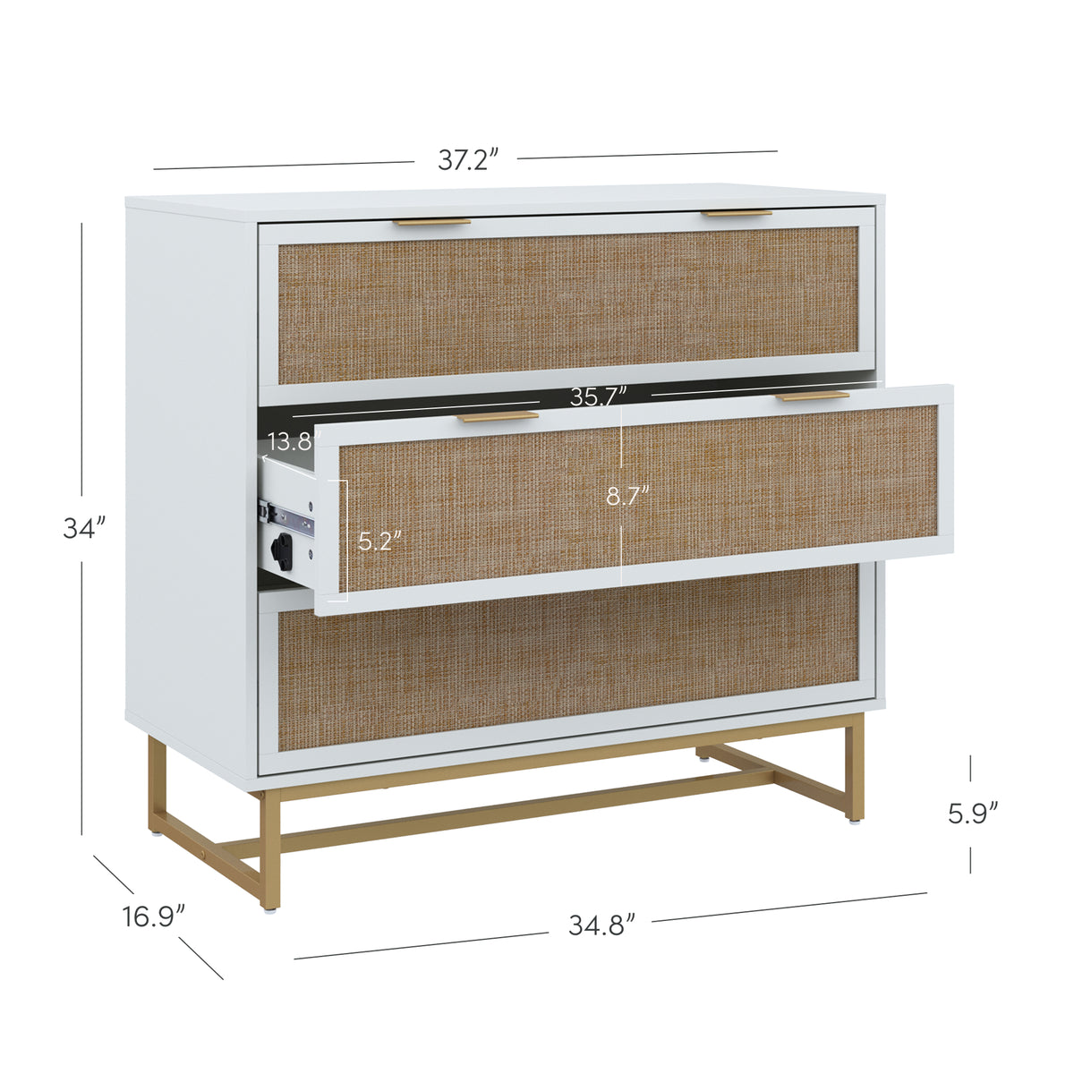 Nathan James Kova Rattan Dresser White