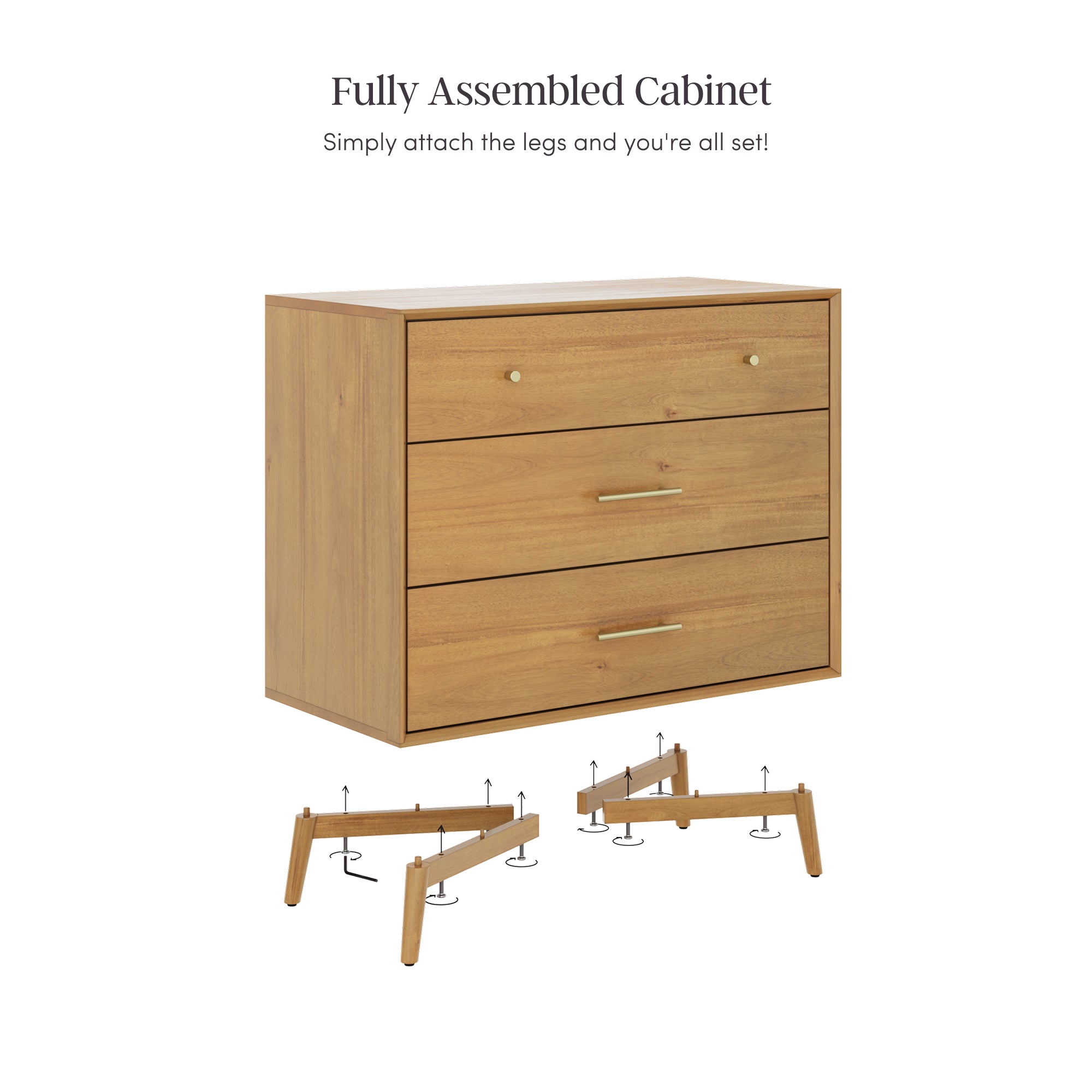 Harper Dresser Acacia Wood 3 Drawer Mid-Century | Nathan James