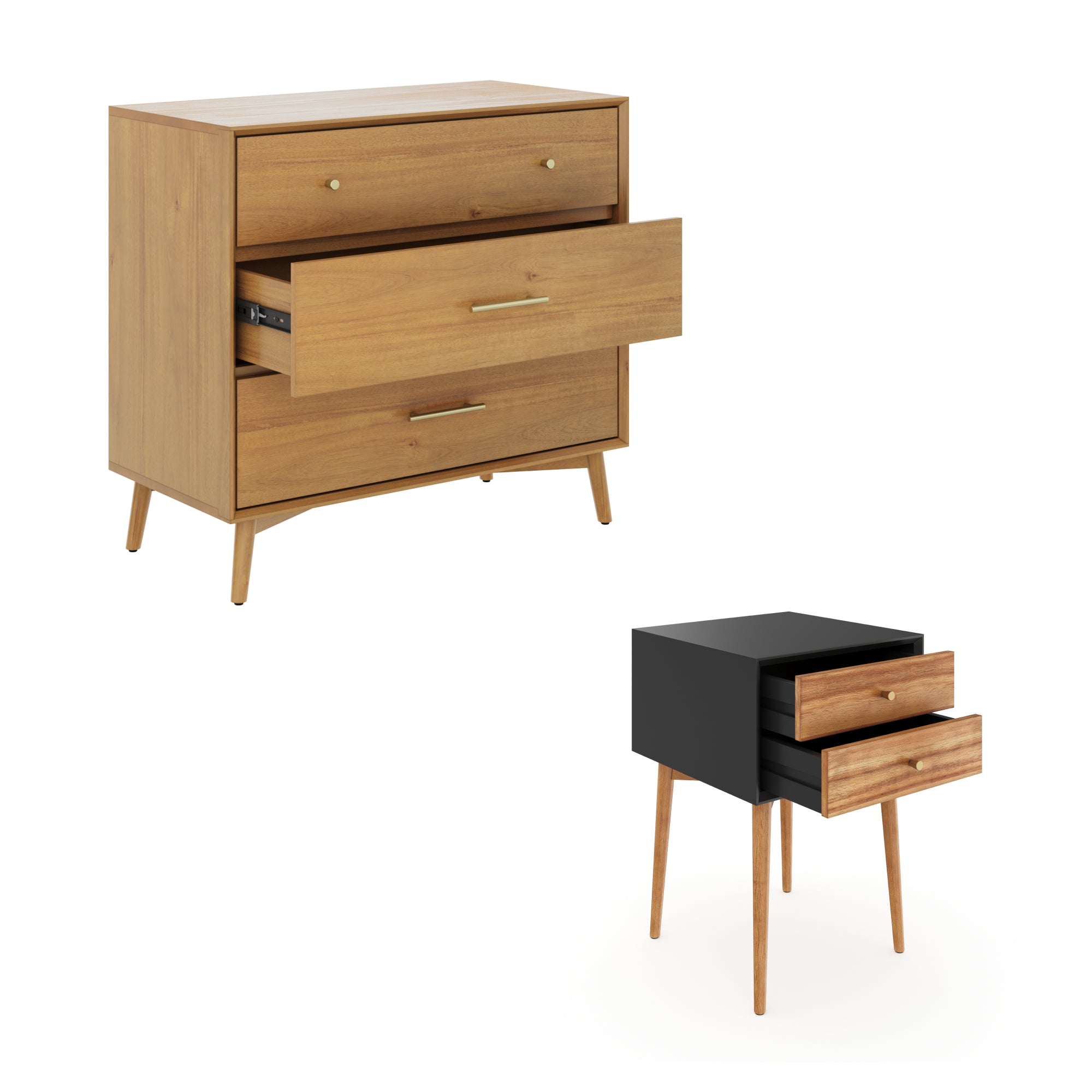 Harper Wood Bedroom Dresser and Nightstands Set