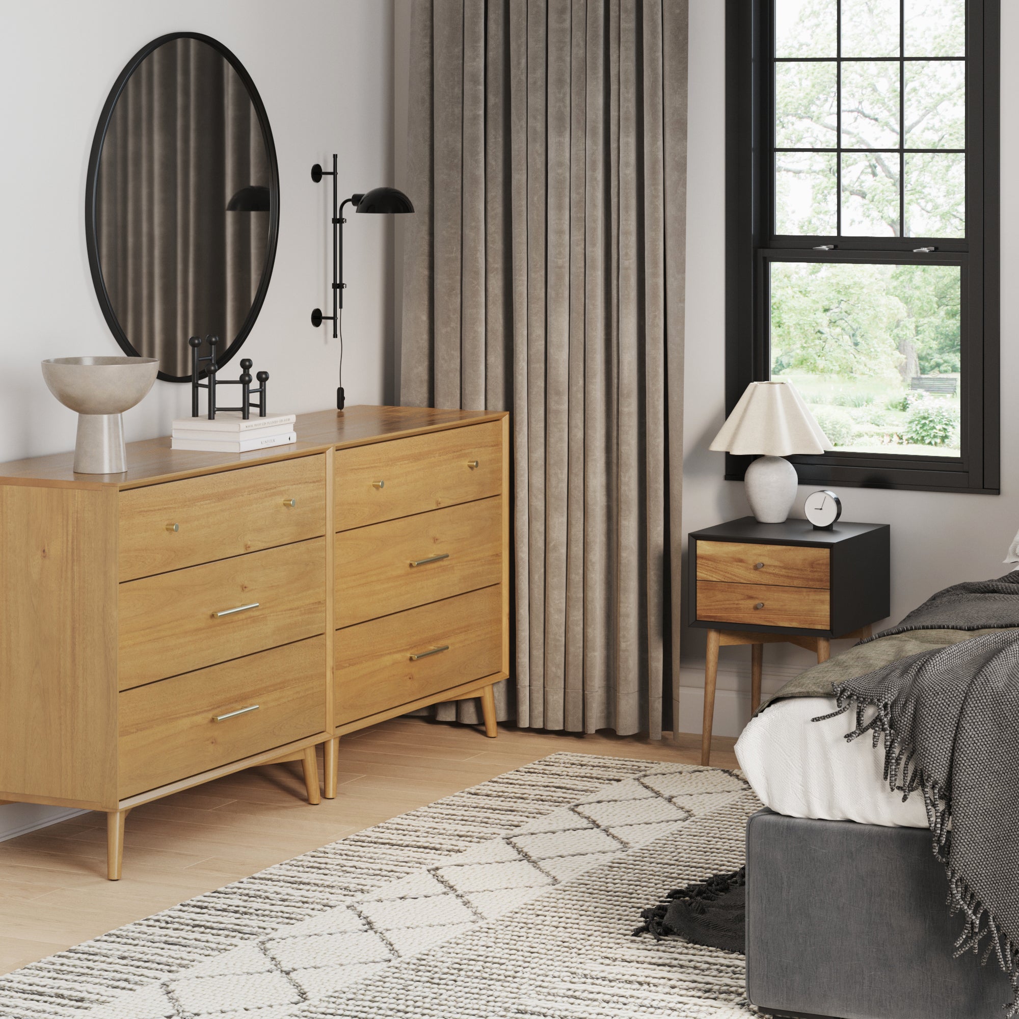 Harper Wood Bedroom Dresser and Nightstands Set - Thumbnail 4