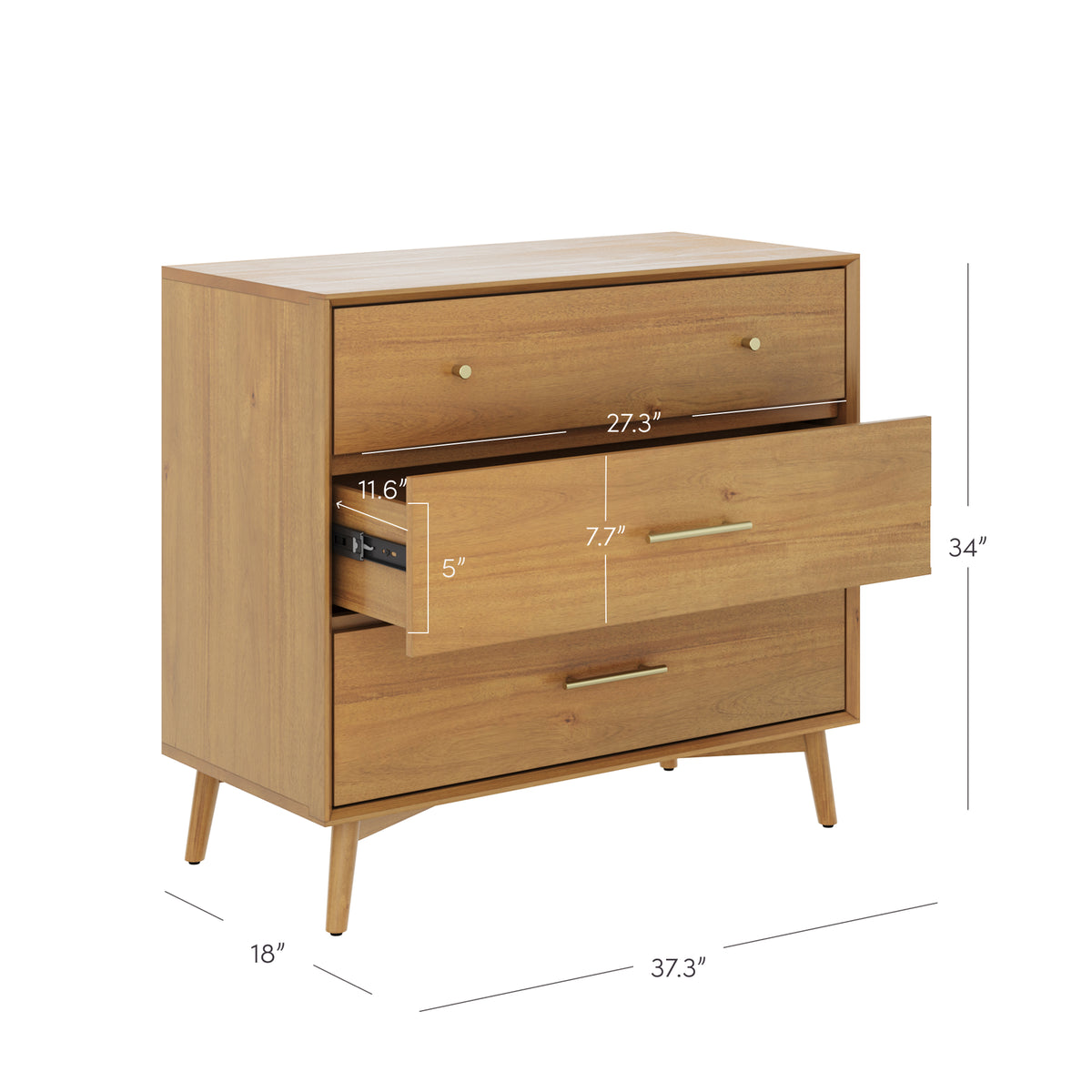 Wooden Dresser and 2 Nightstands Set Light Acacia/Black Wooden Dresser and 2 Nightstands Set Light Acacia/Black