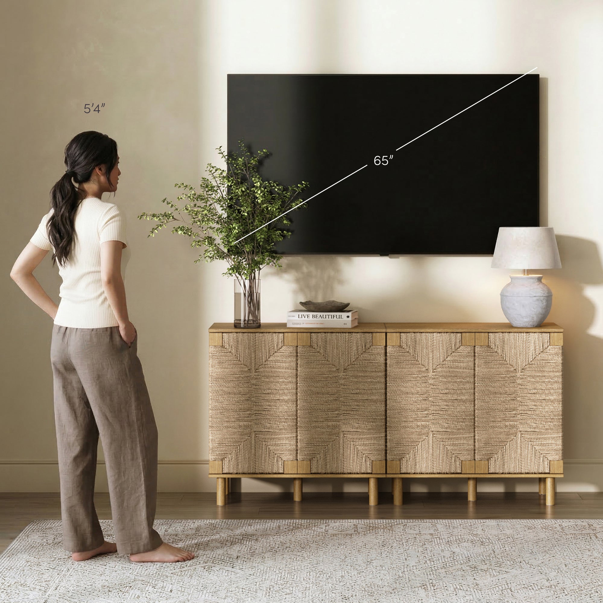 Beacon Credenza Seagrass Brown Set of 2 | Nathan James
