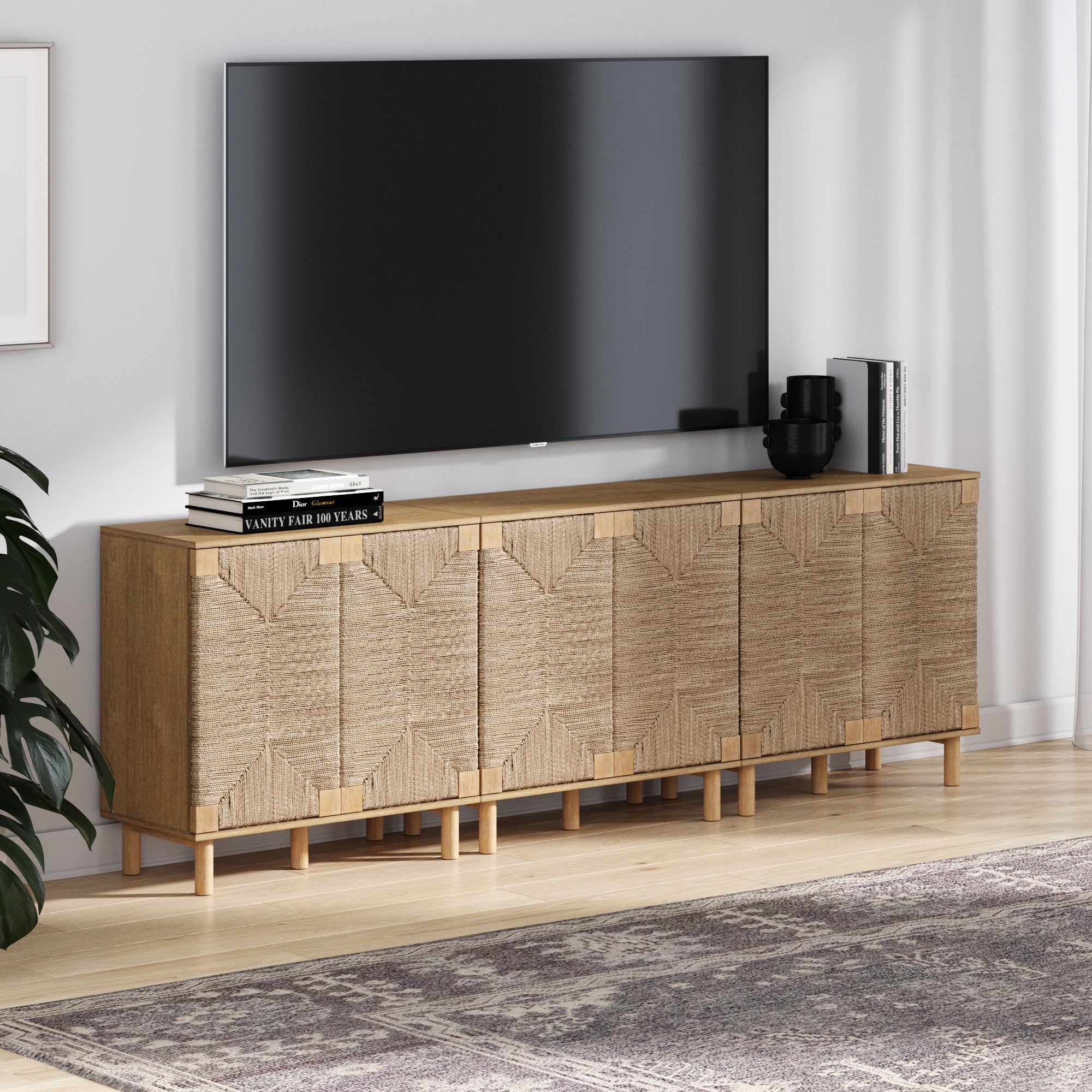 Seagrass TV Console Credenza Brown (Set of 3)