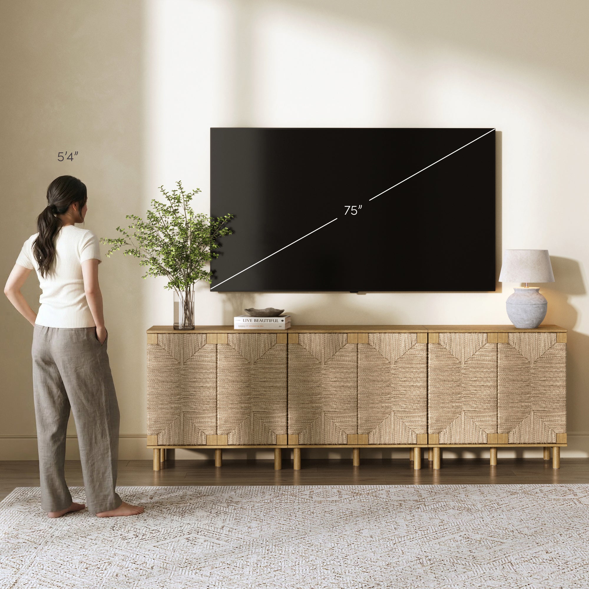 Beacon Credenza Seagrass Brown Set of 3 | Nathan James