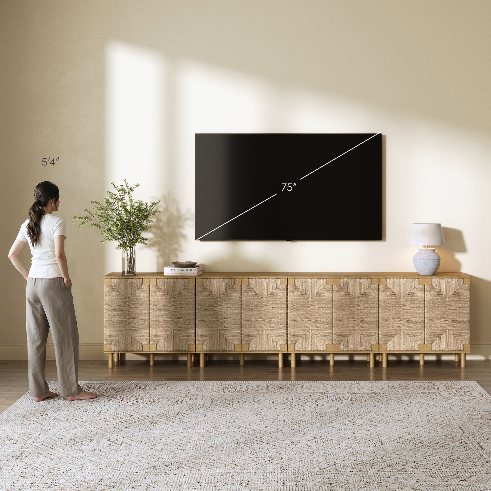 エクストラコールド　ディスプレイ Beacon Credenza Seagrass Brown Set of 4 | Nathan James