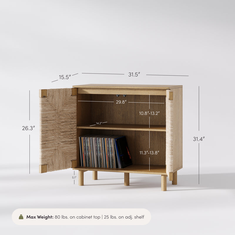 Beacon Wood Cabinet Brown Sideboard & Seagrass Doors | Nathan James