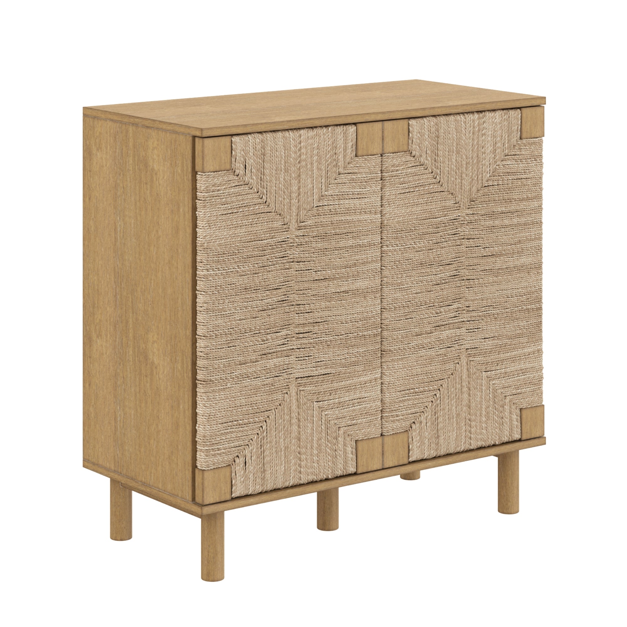 Wood & Seagrass Storage Cabinet