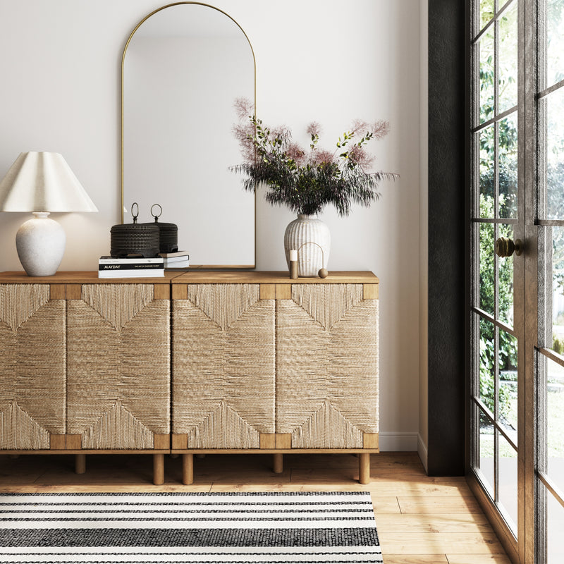 Beacon Wood Cabinet Sideboard with Seagrass Doors | Nathan James