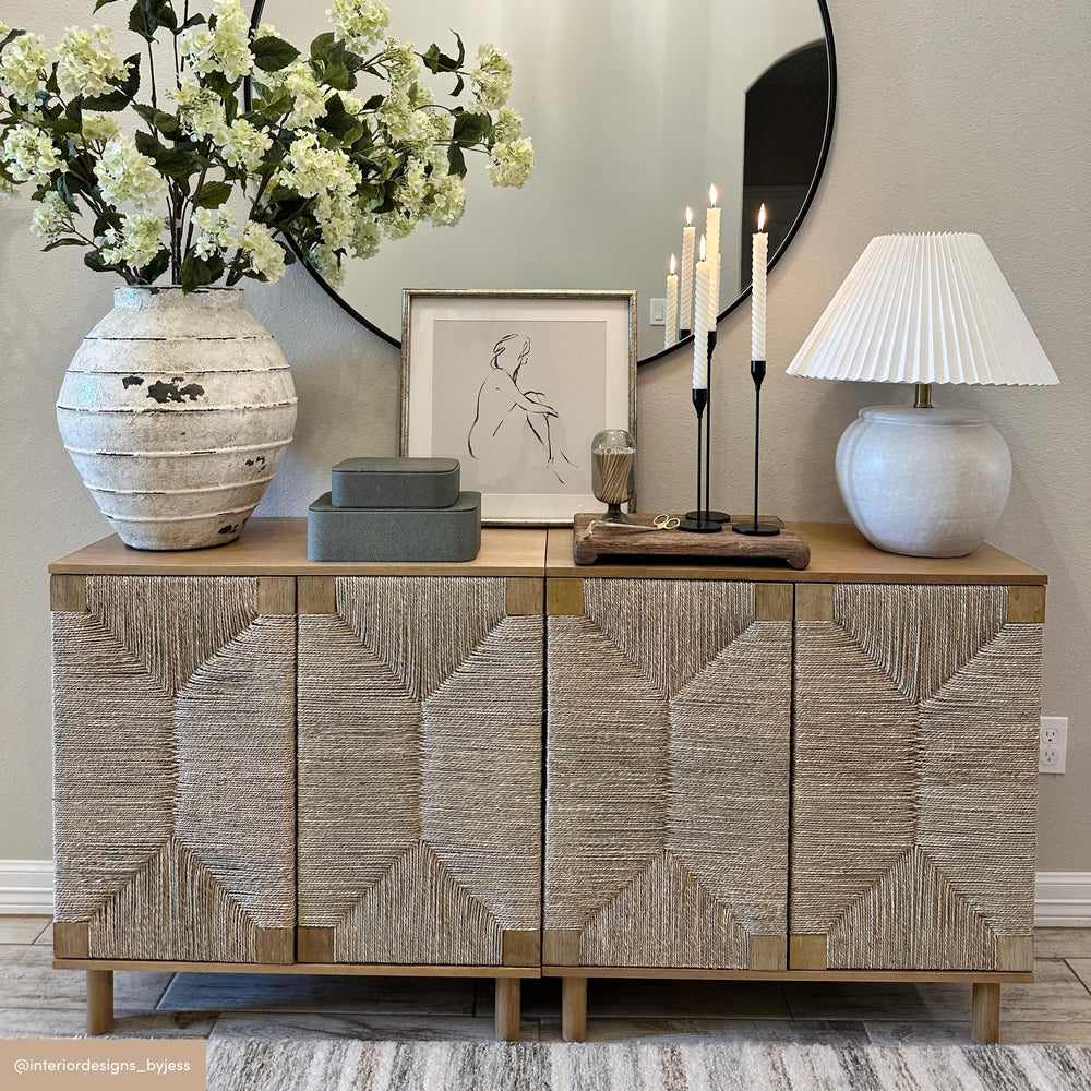 Beacon Wood Brown Sideboard & Seagrass Doors Nathan James
