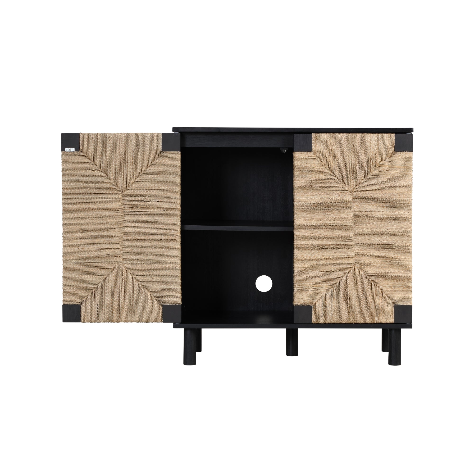 Boho Seagrass Entertainment Center (3 Cabinets) - Thumbnail 4