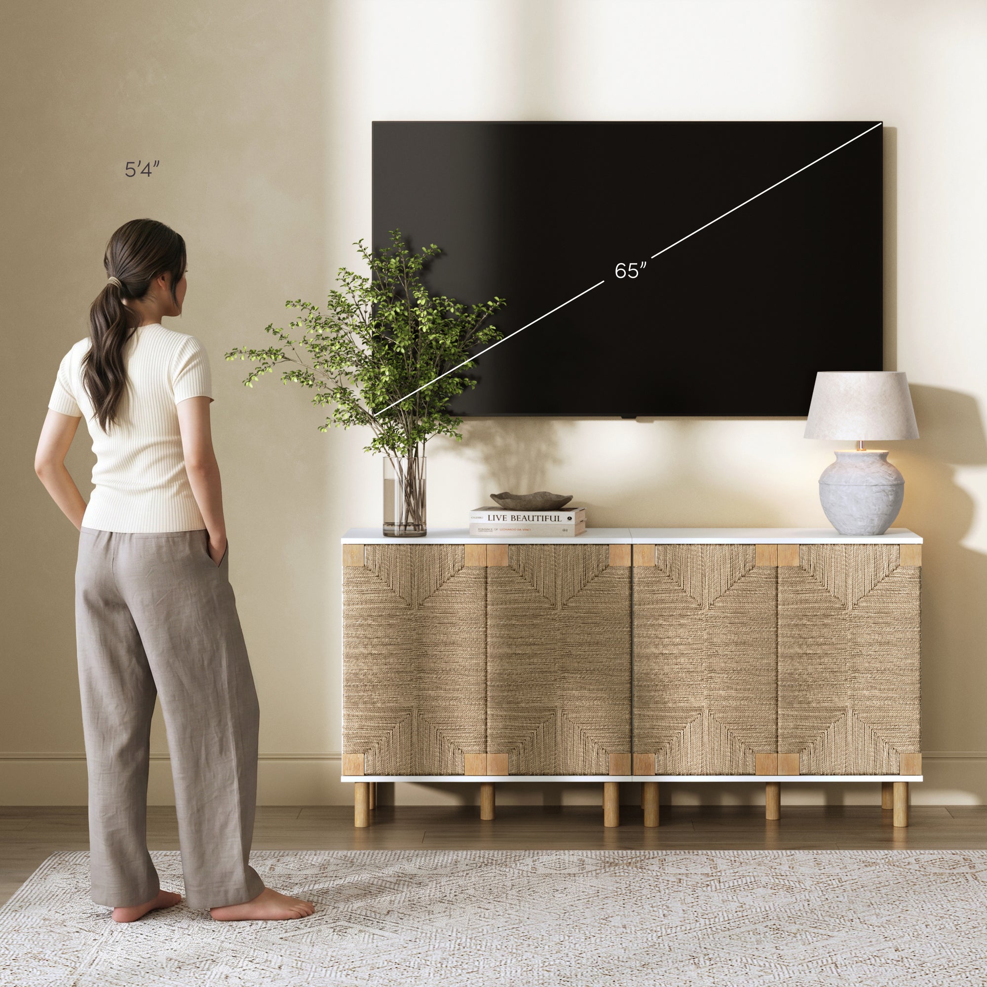 Beacon Credenza Seagrass White Set of 2 | Nathan James