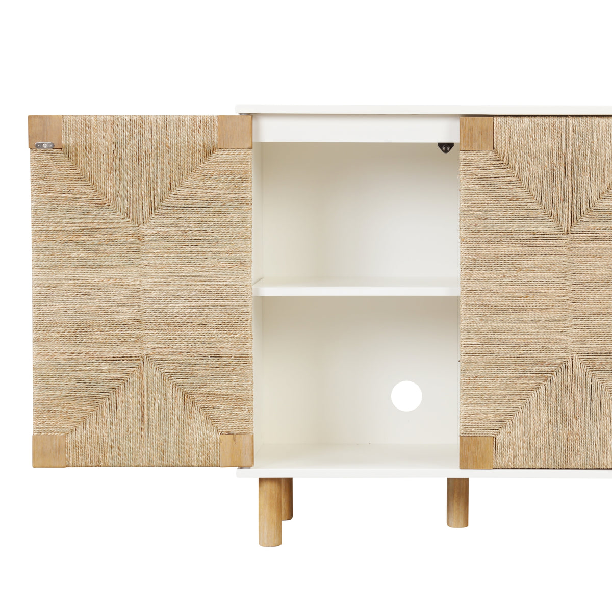 Wood & Seagrass Storage Cabinet White | Nathan James