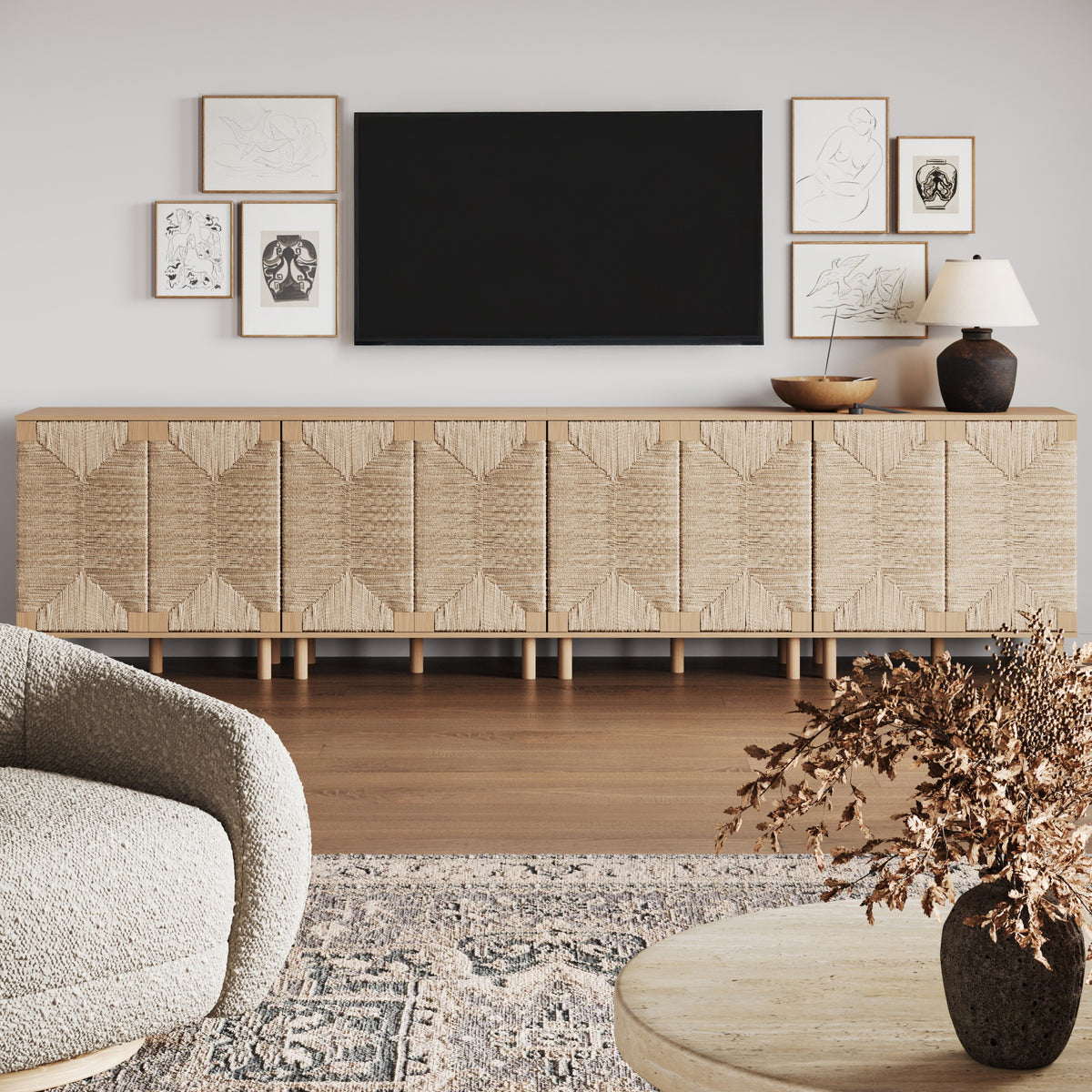 Beacon Credenza Seagrass Raw Oak Set of 4 | Nathan James
