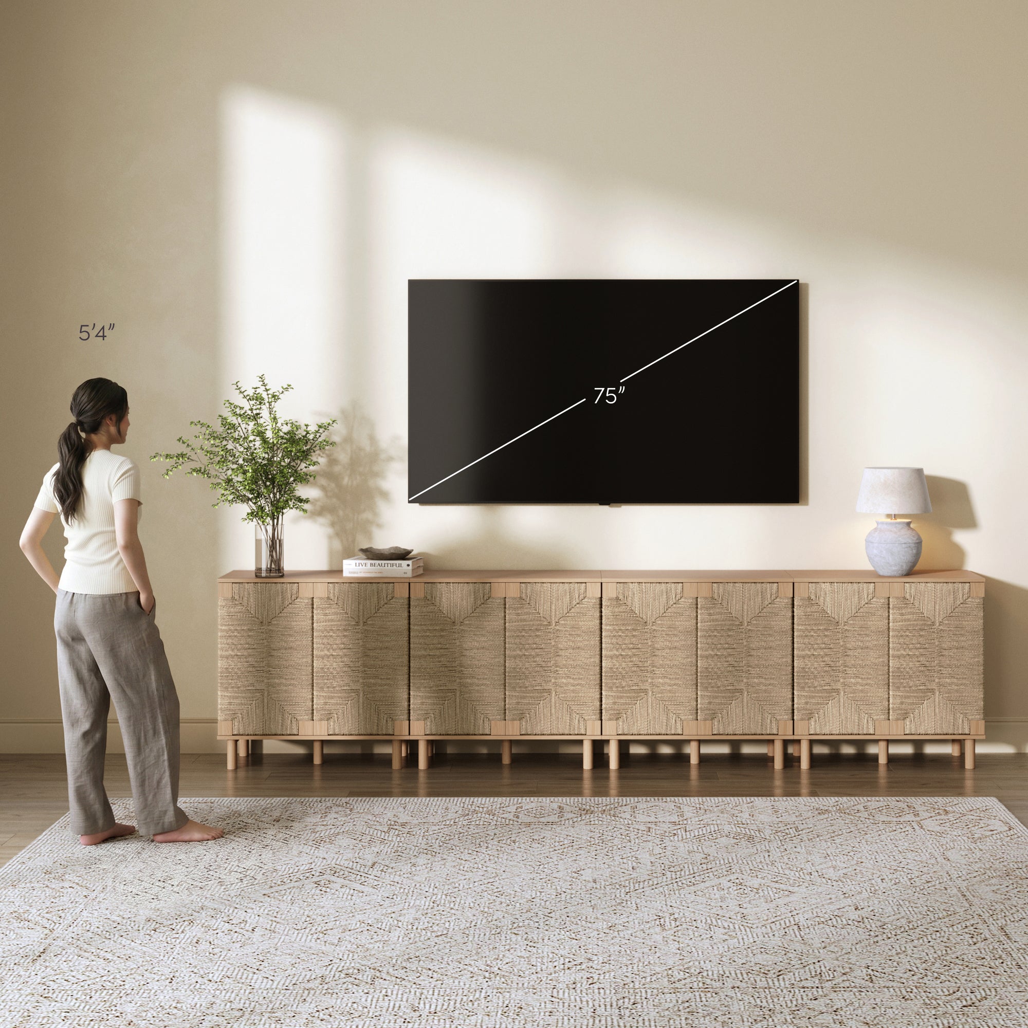 Beacon Credenza Seagrass Raw Oak Set of 4 | Nathan James