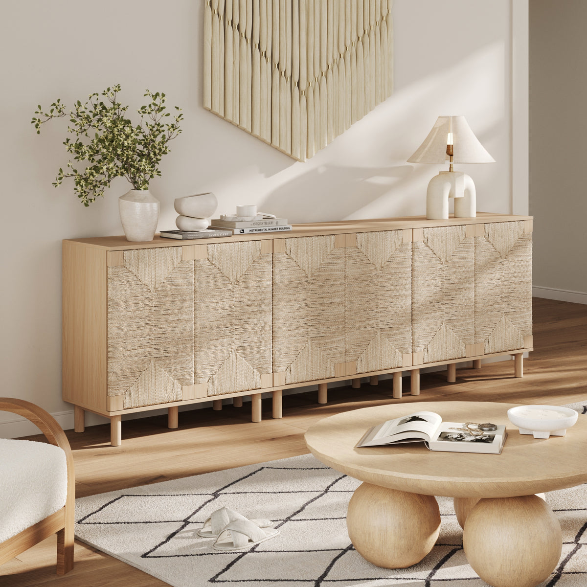 Beacon Storage Cabinet Wood Seagrass Raw Oak | Nathan James