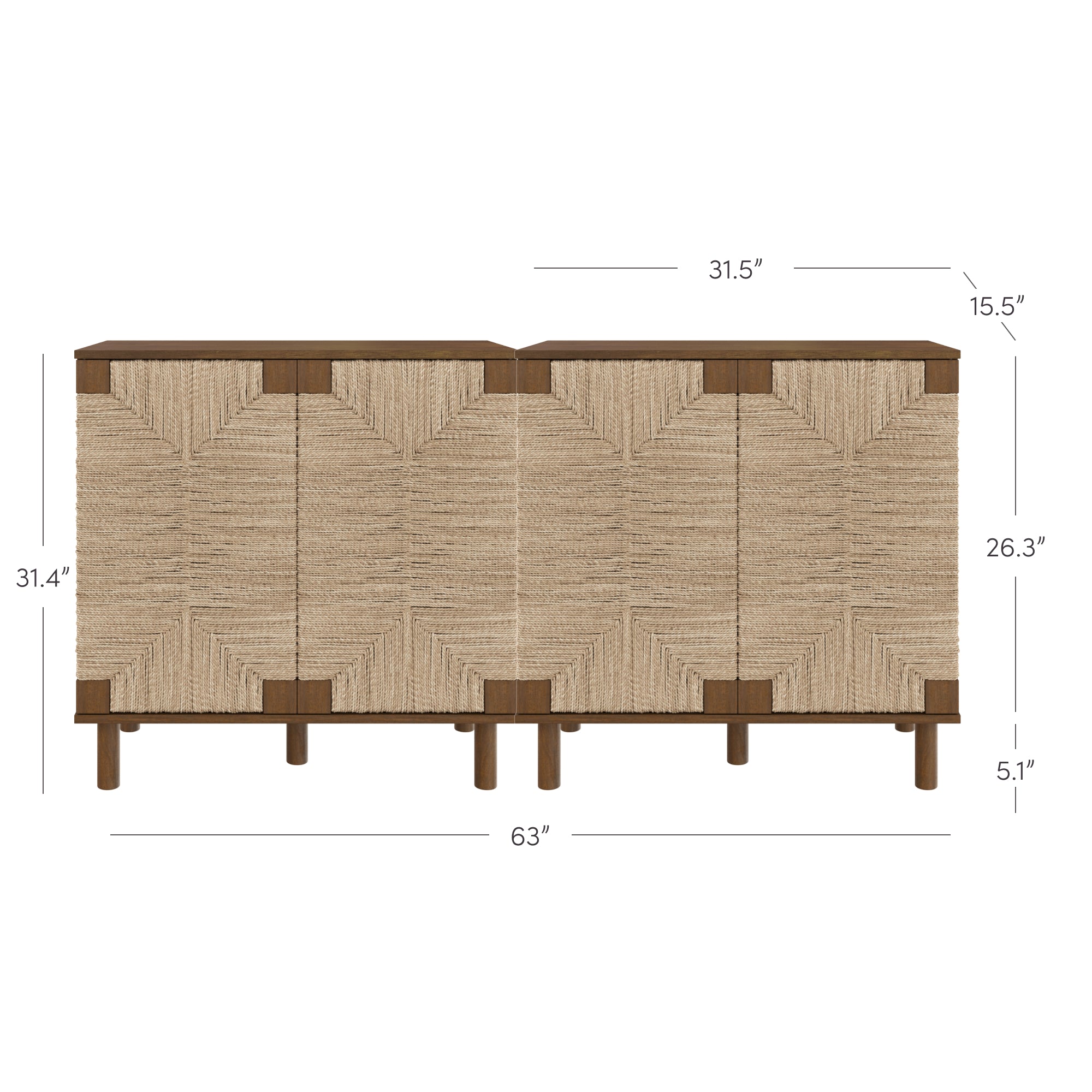 Beacon Credenza Seagrass Dark Brown Set of 2 | Nathan James