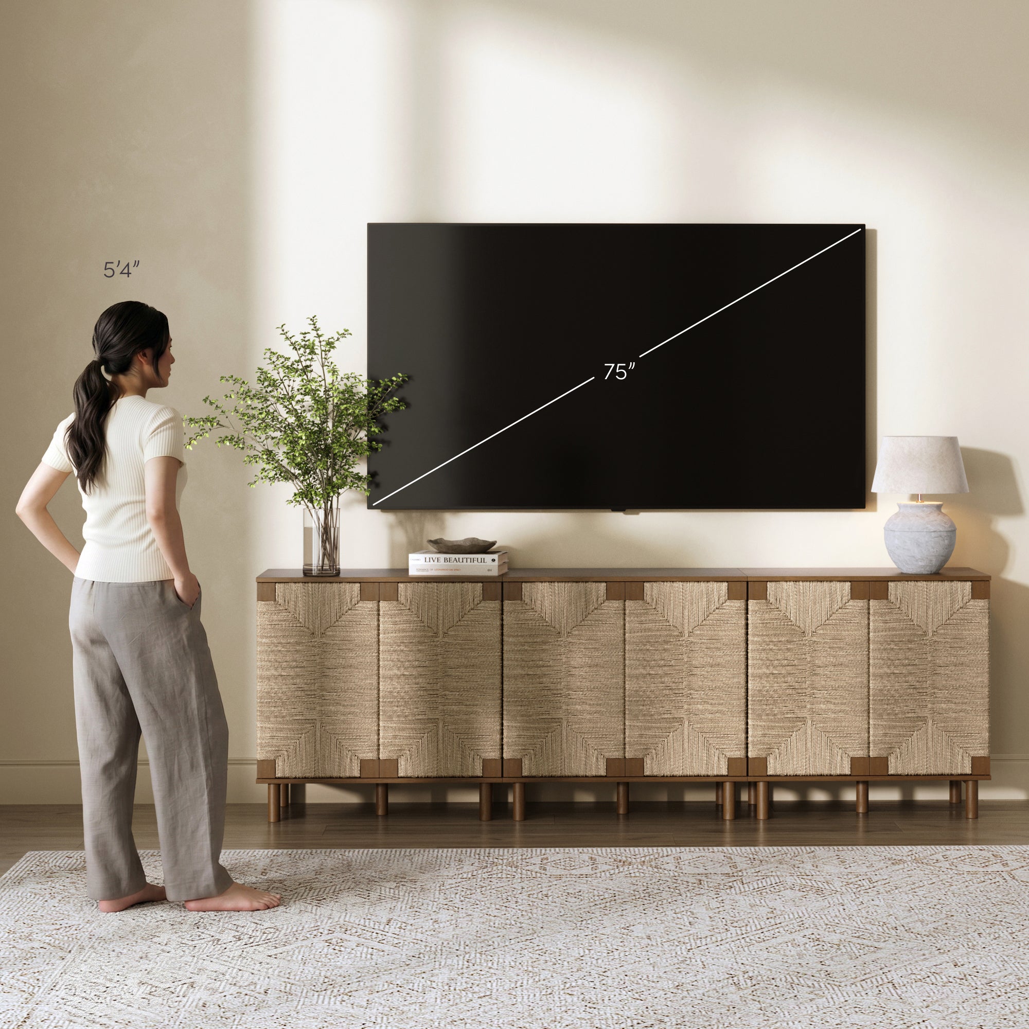 Beacon Credenza Seagrass Dark Brown Set of 3 | Nathan James