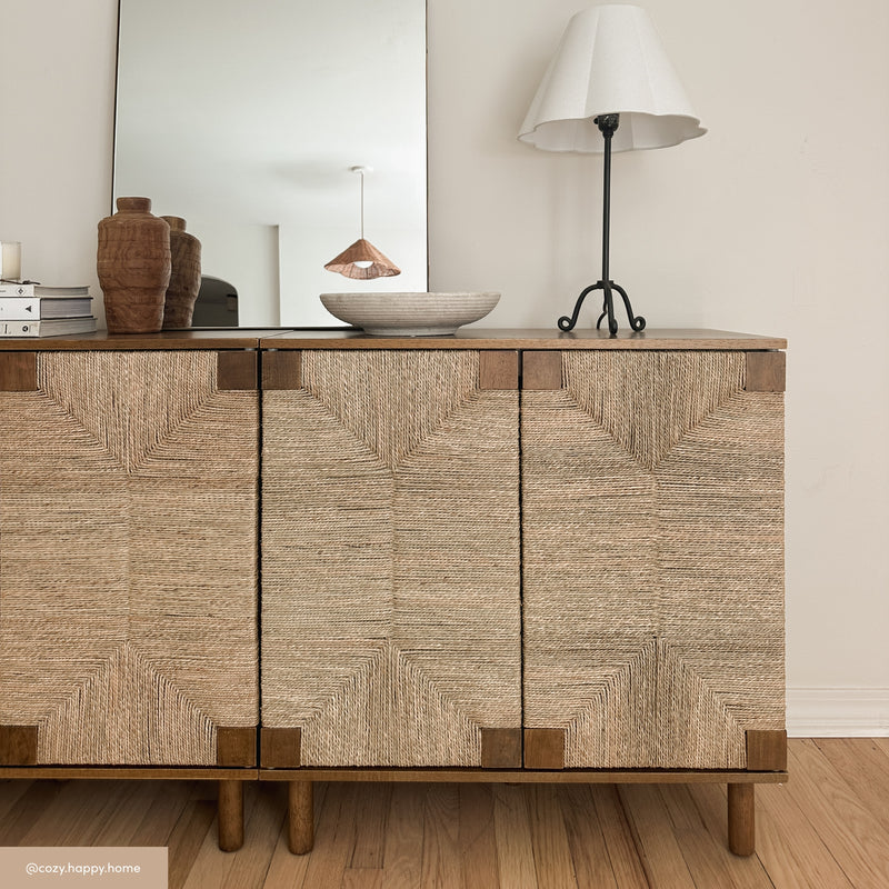 Beacon Wood & Seagrass Storage Cabinet Dark Brown | Nathan James