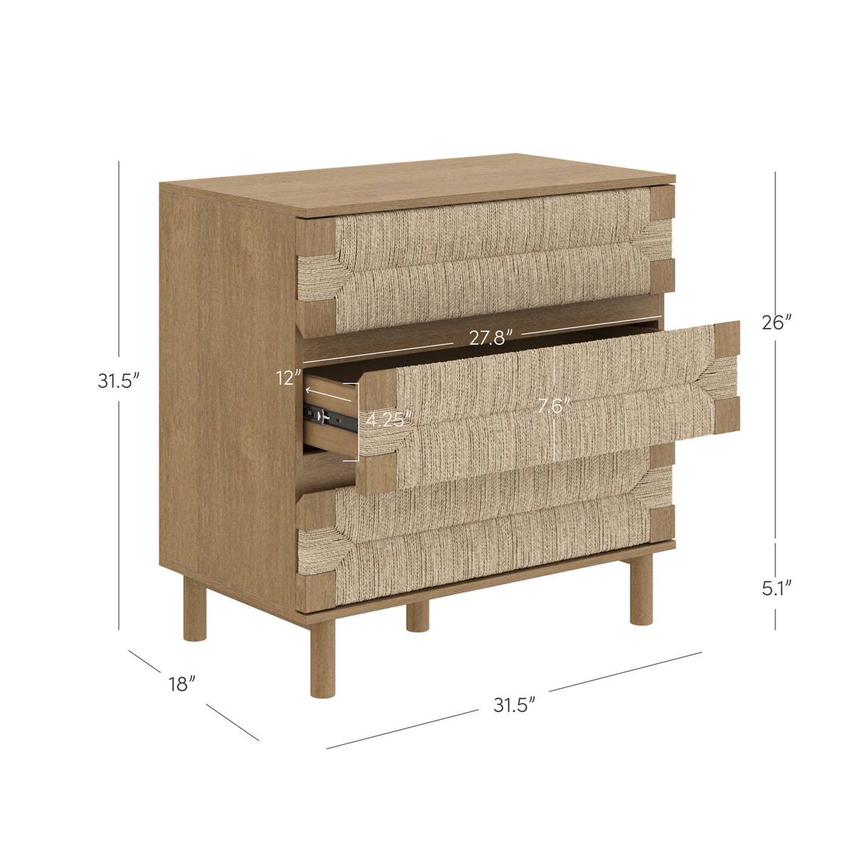 boho style dresser SICOTAS 60.8" for Bedroom, Rattan Dresser with 4 Deep Drawers The cabinet body of this dresser is made of thick wood with an anti boho style dresser Seagrass 3-Drawer