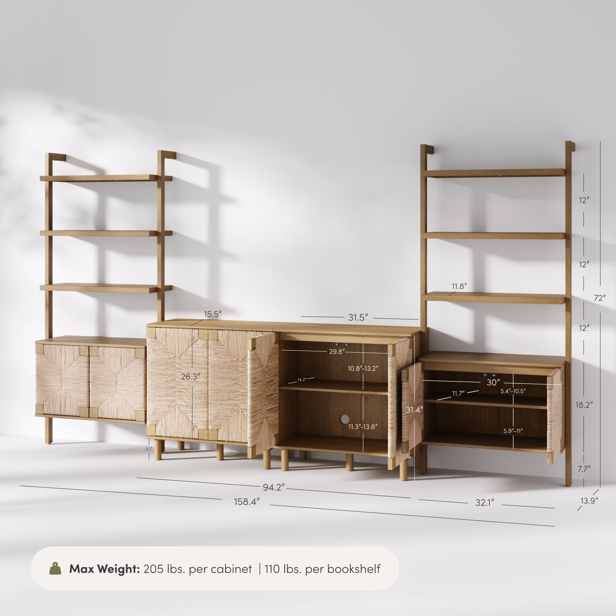 Beacon Entertainment Center Seagrass Brown TV Unit | Nathan James