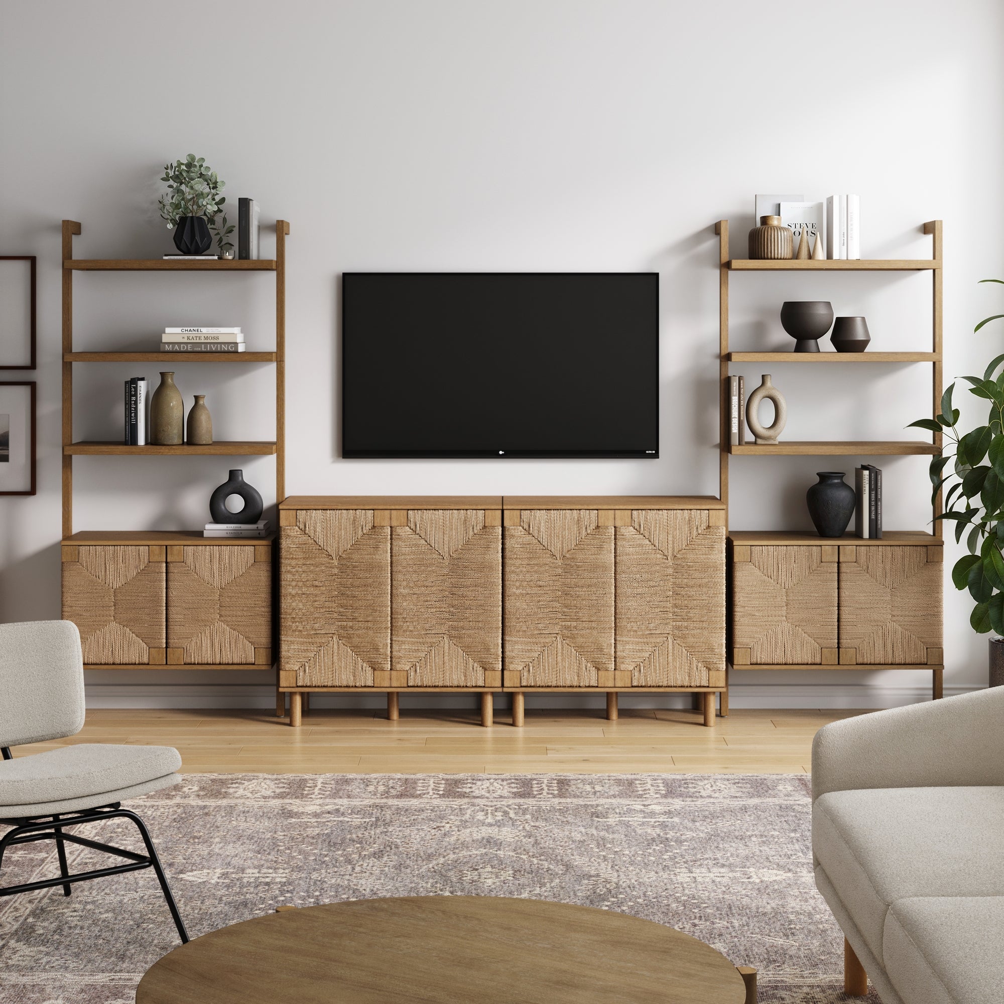 Seagrass TV Wall Unit Brown