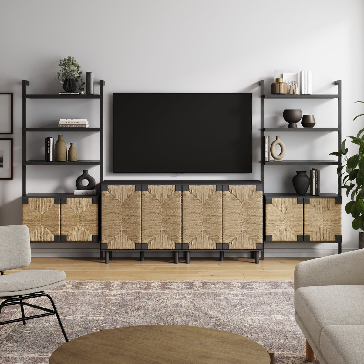 Beacon Seagrass Bohemian Entertainment Center Black | Nathan James