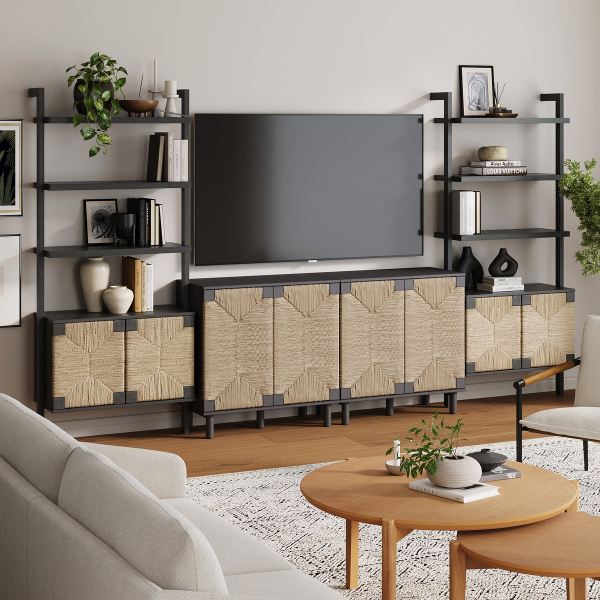 Beacon Seagrass Bohemian Entertainment Center Black | Nathan James