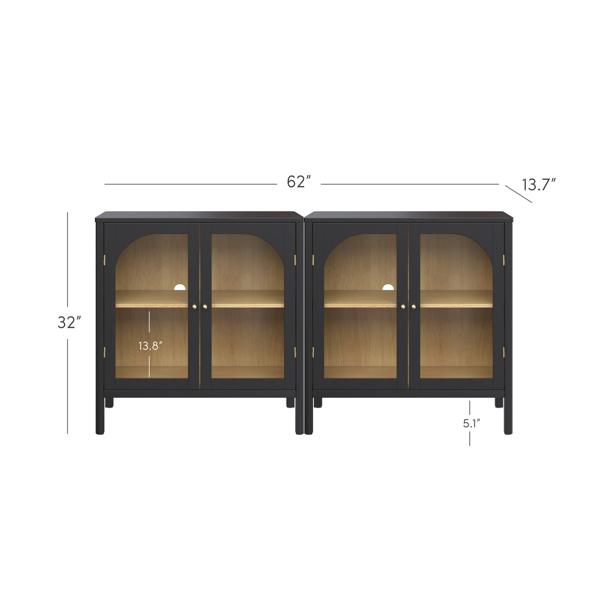 Arched Glass Door TV Console for TVs up to 65" Black - Nathan James