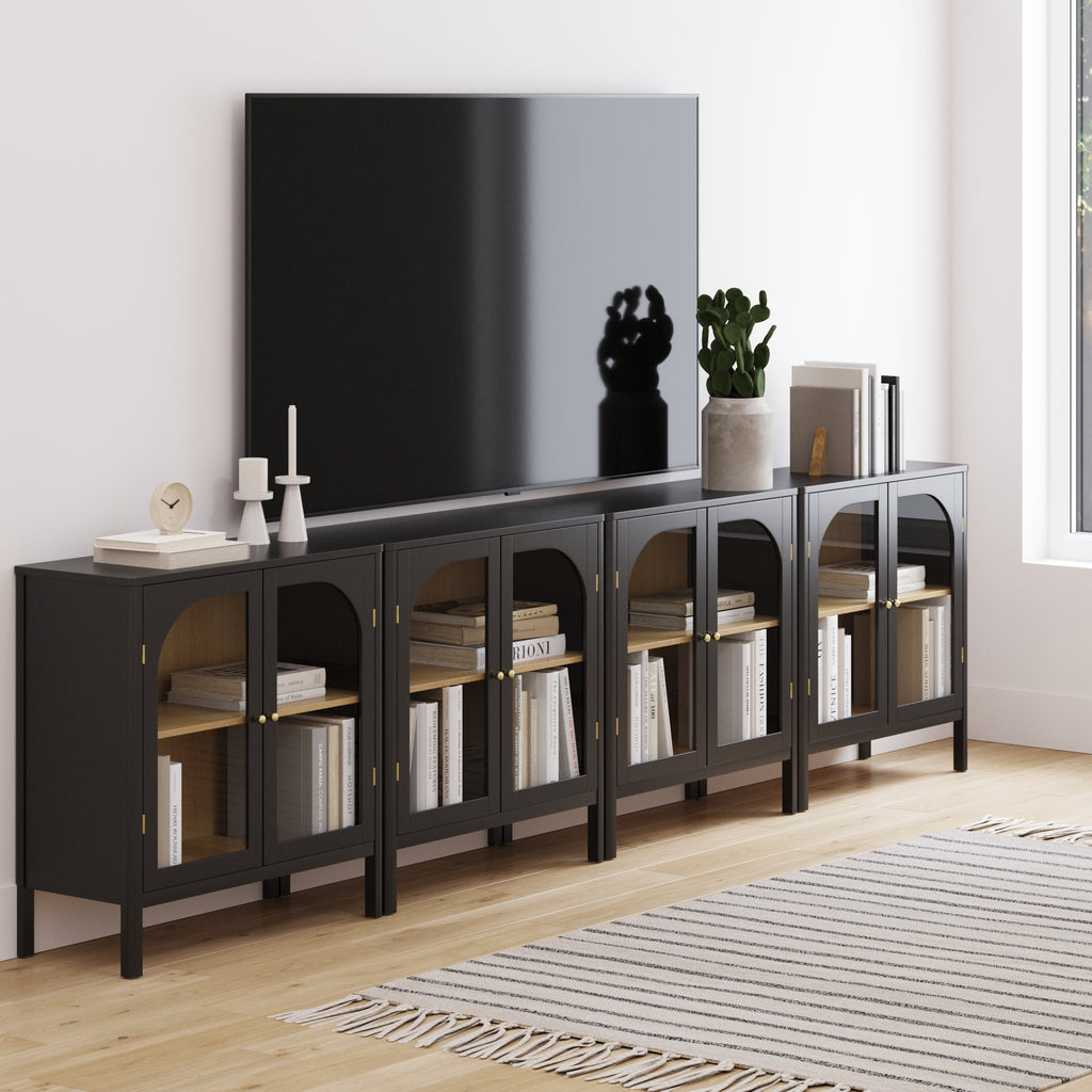 Arched Glass Door TV Console TVs up to 100"