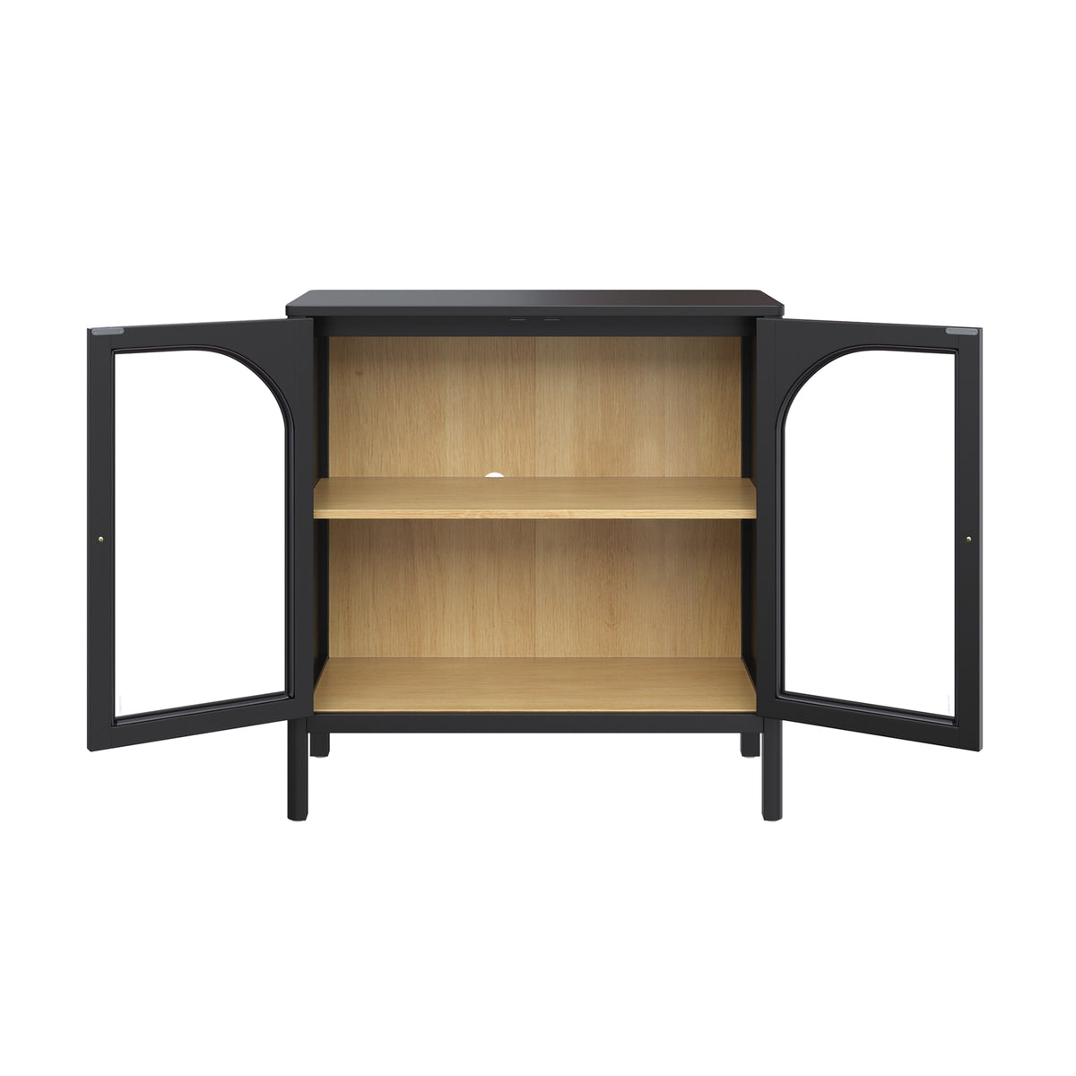 Arched Glass Door TV Console for TVs up to 65" Black - Nathan James
