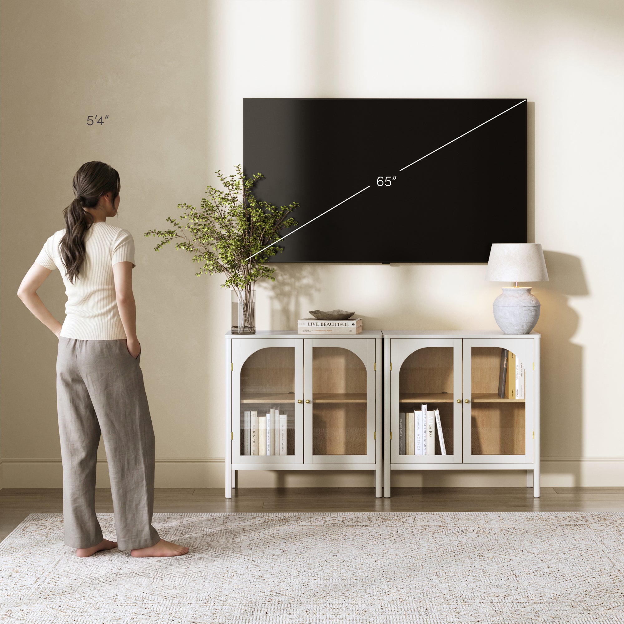 Mason TV Console Rattan Arched Raw Oak for 65