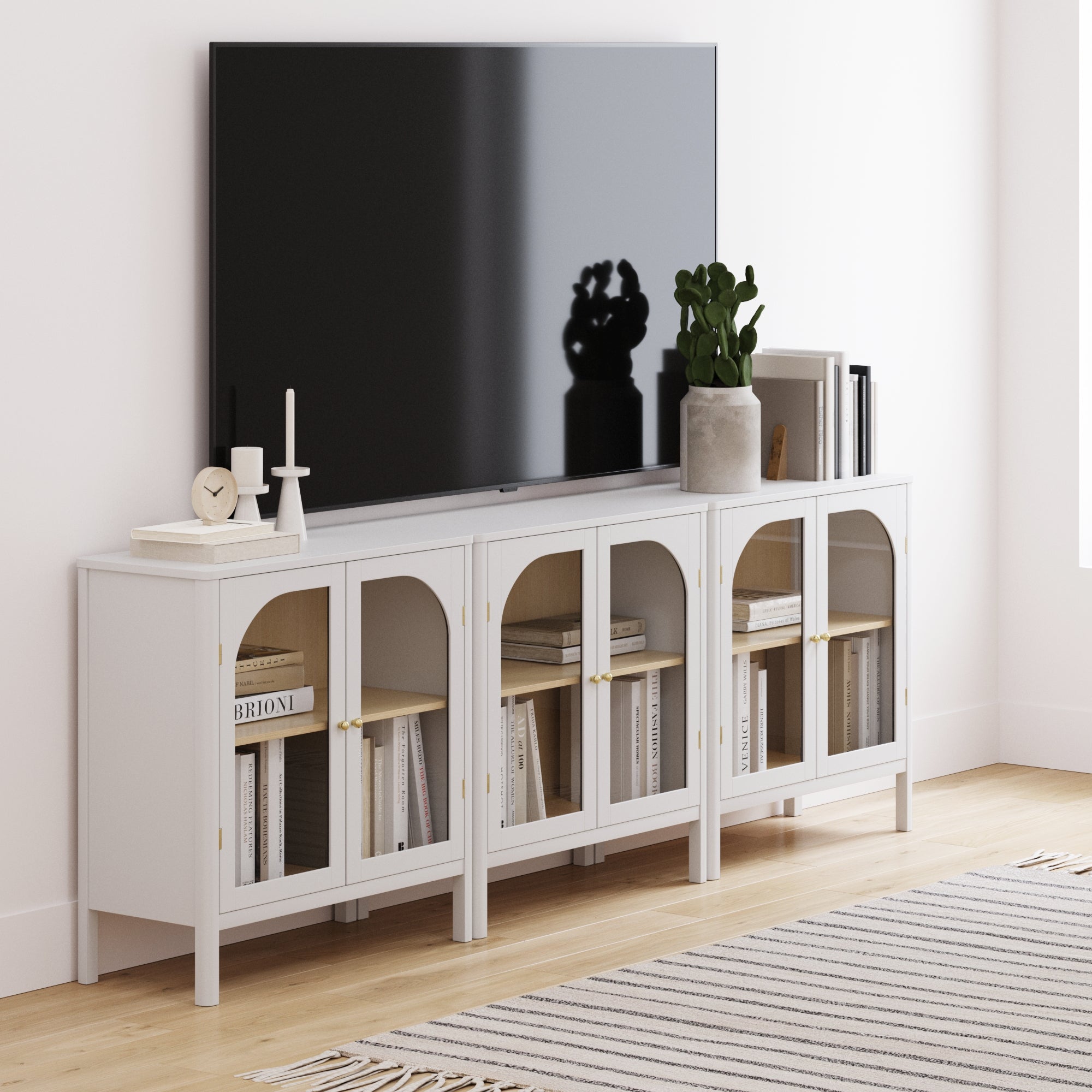 Mason Modern White Sideboard Buffet Storage Set of 3 | Nathan James