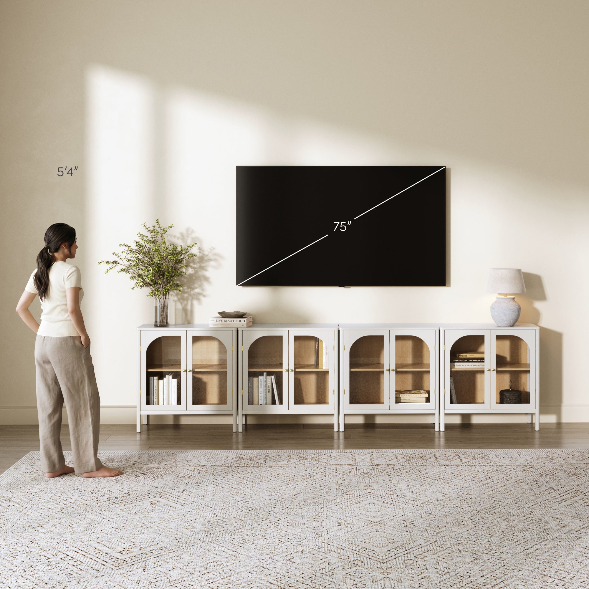 Mason Credenza Glass Door White Set of 4 | Nathan James