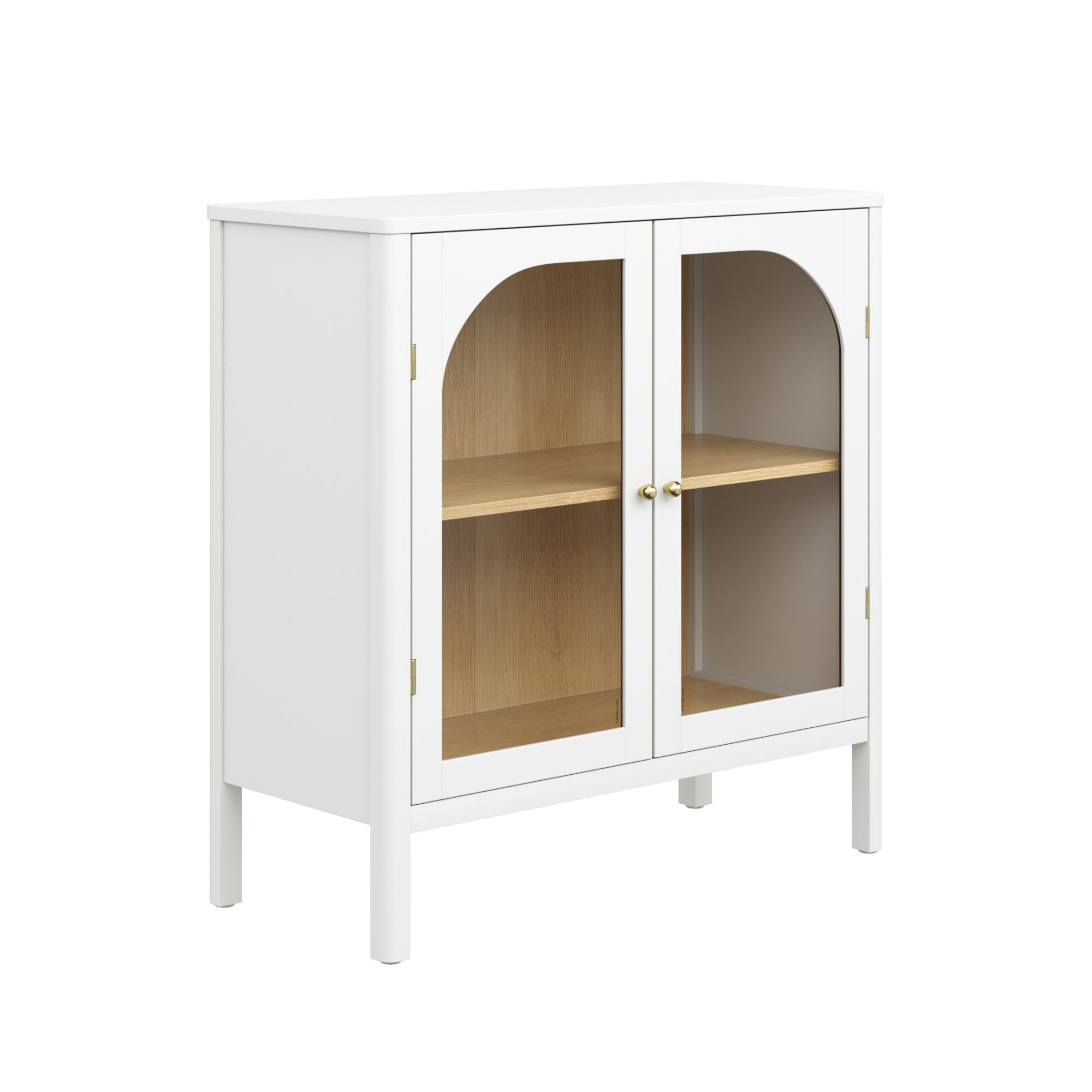 Mason Modern Farmhouse Storage Cabinet with Glass Doors - Thumbnail 2