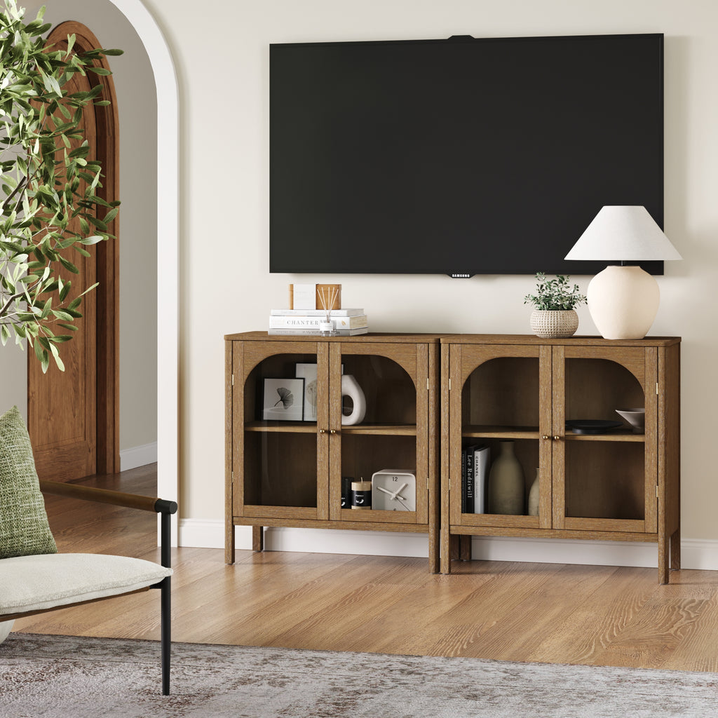 Arched Glass Door TV Console TVs up to 65"