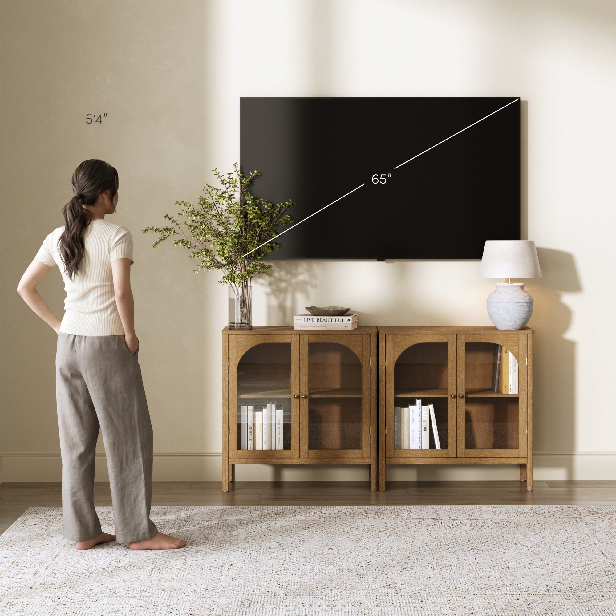 Mason TV Console Rattan Arched Brown for 65