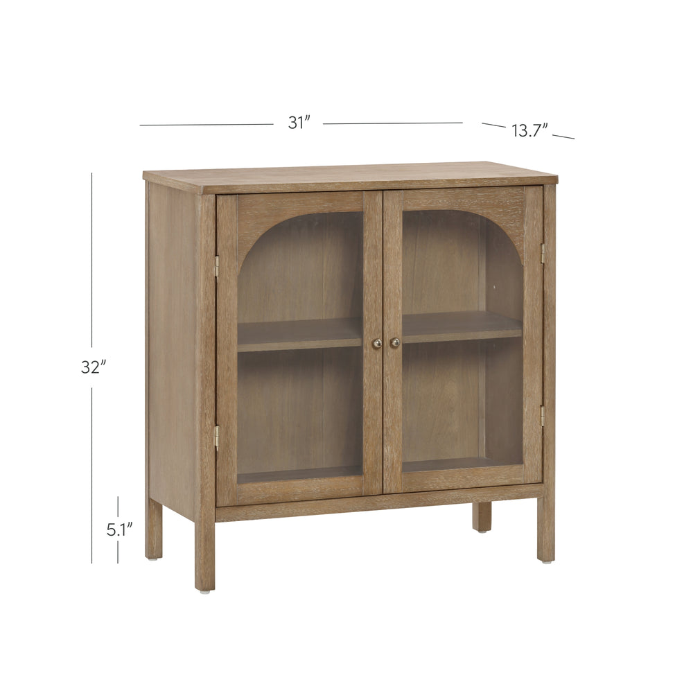 Mason Modern Farmhouse Wood & Glass Storage Cabinet | Nathan James