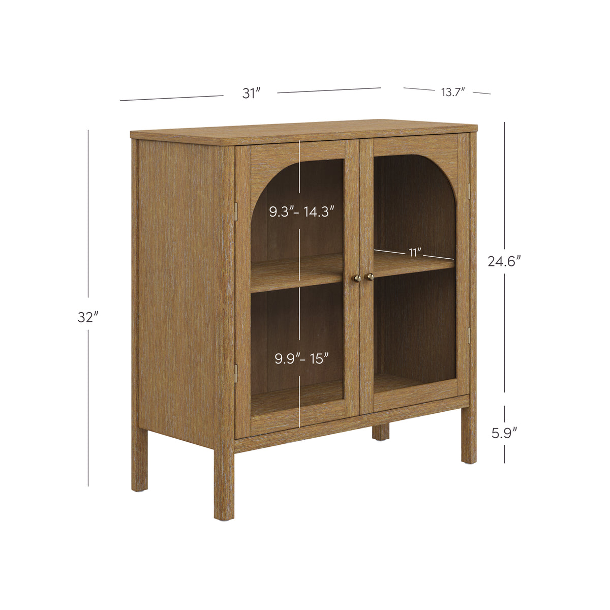 Wood Curio Cabinet with Glass Doors Brown - Nathan James