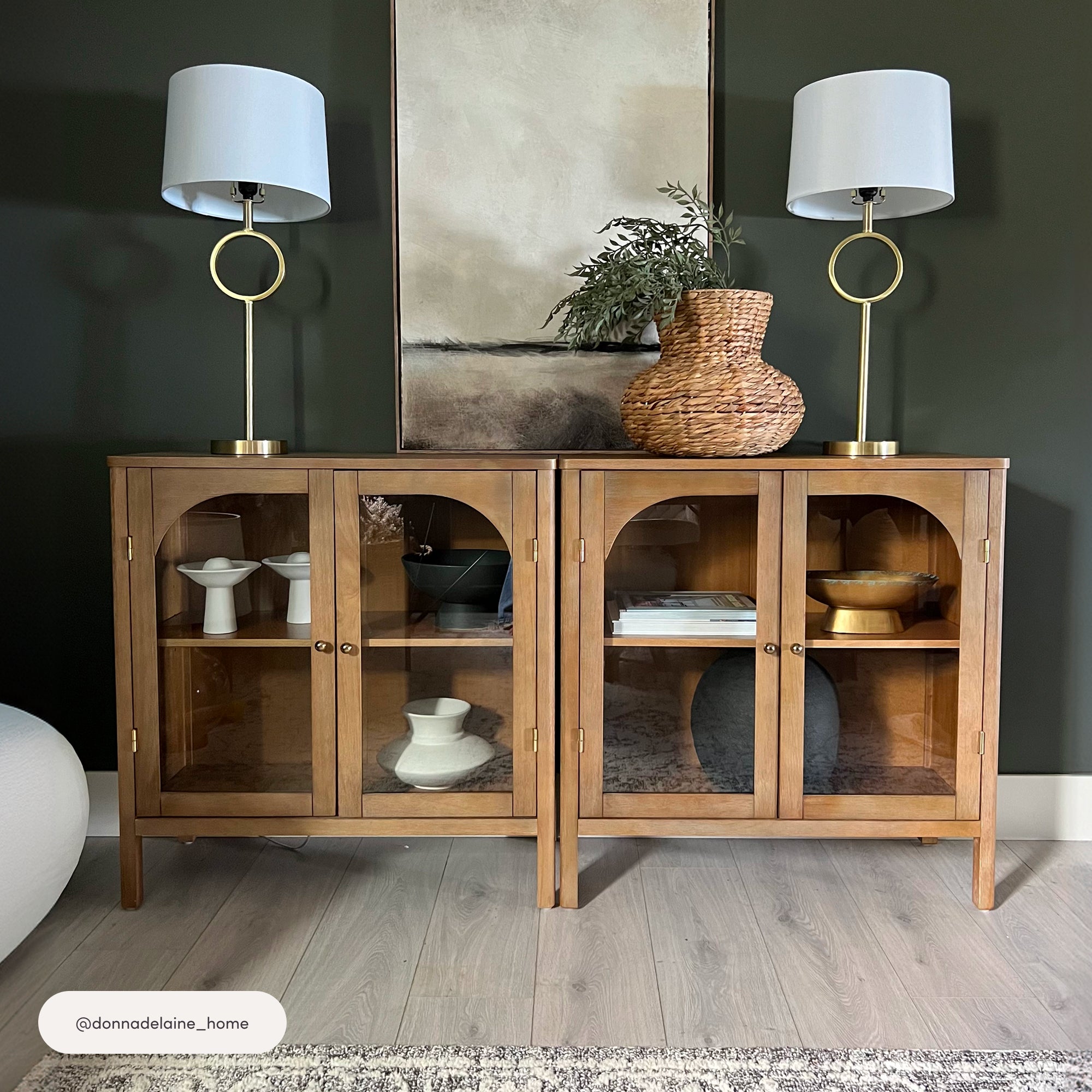 Mason Modern Farmhouse Wood & Glass Cabinet Set of 4 | Nathan James