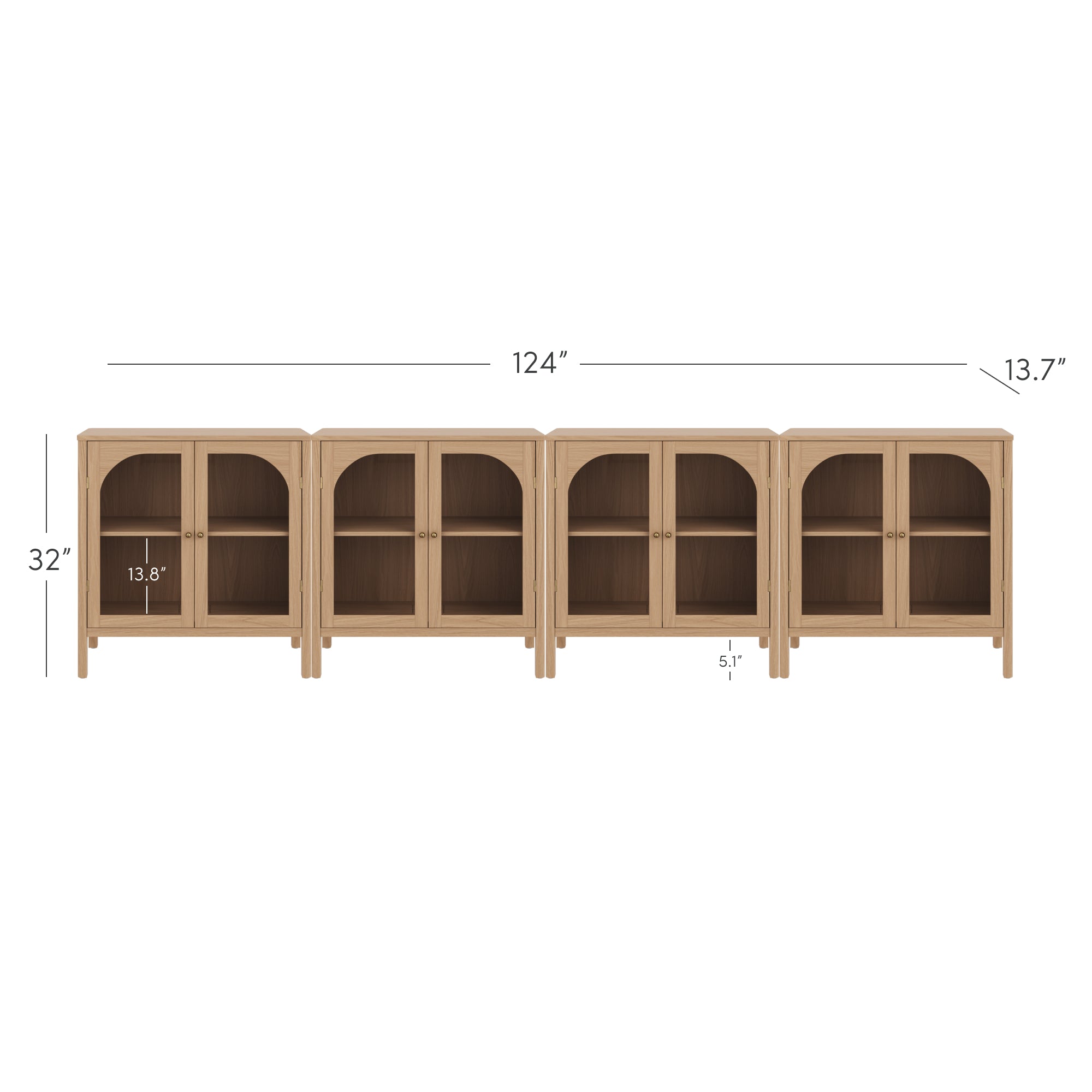 Mason Farmhouse Wood & Glass Raw Oak Storage Cabinet | Nathan James