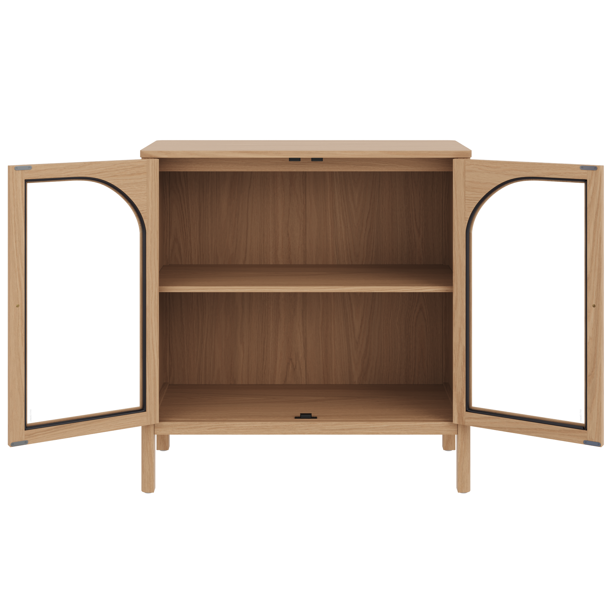 Wood Curio Cabinet with Glass Doors - Thumbnail 3