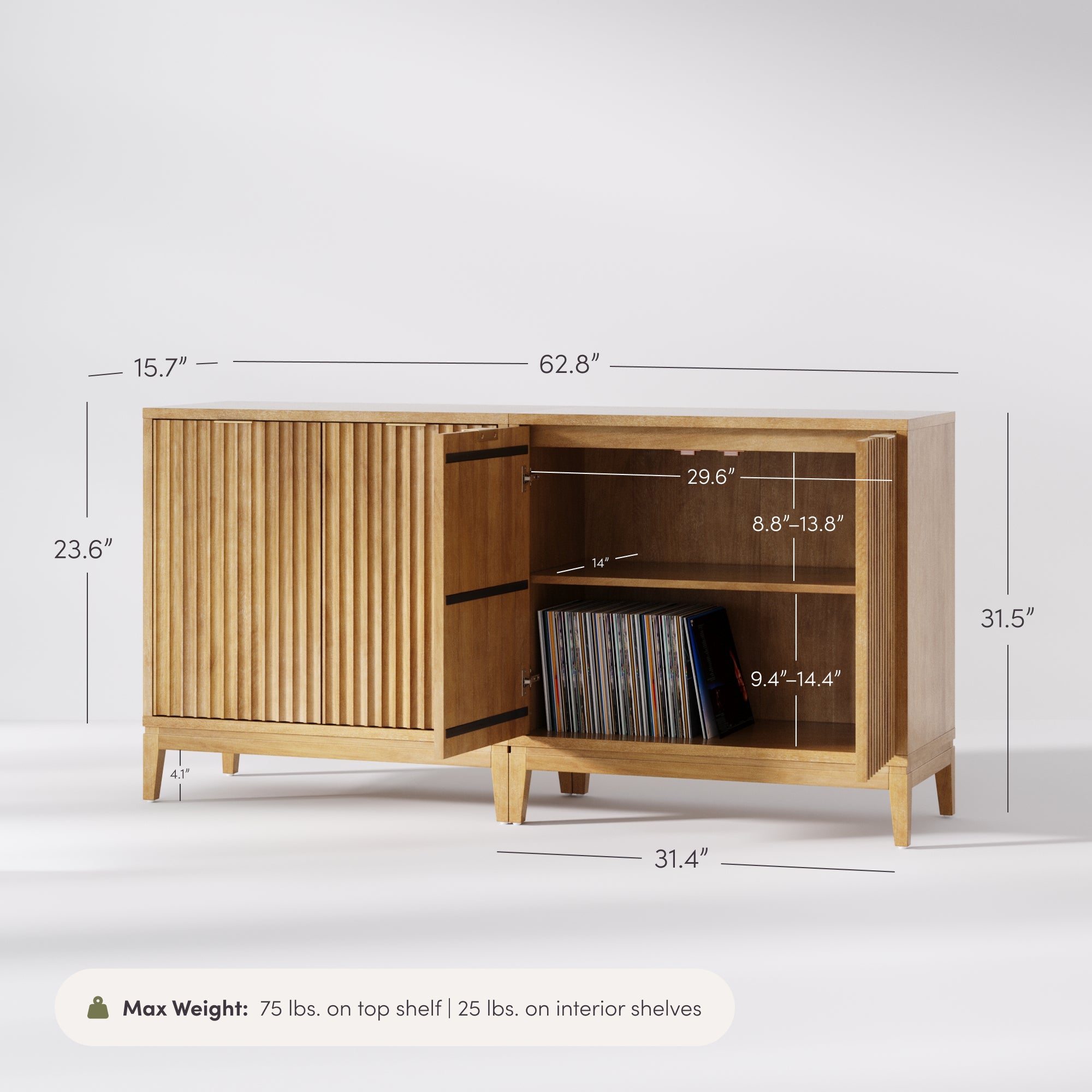 Jasper Credenza Warm Pine Wood Set of 2 | Nathan James