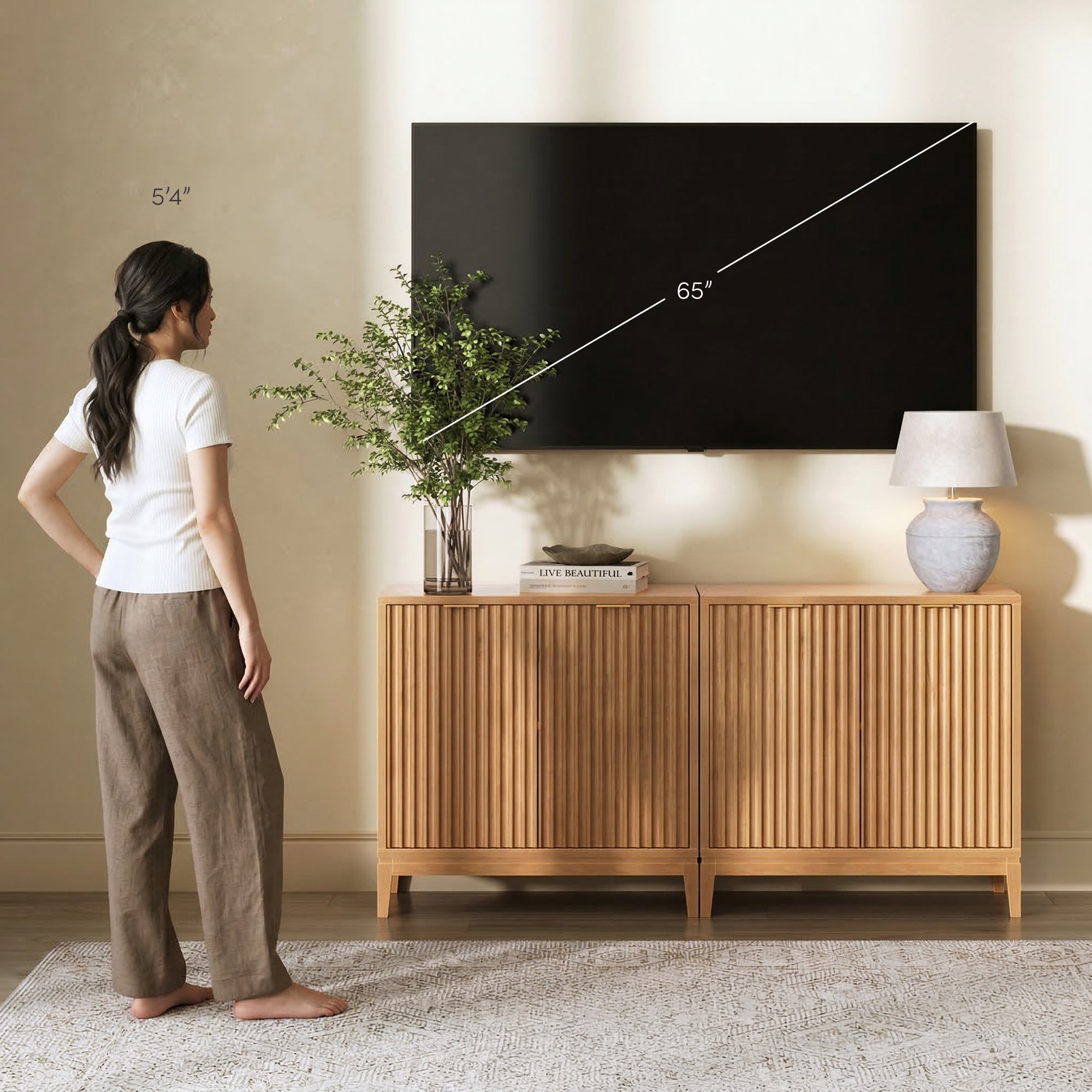 Jasper Credenza Warm Pine Wood Set of 2 | Nathan James