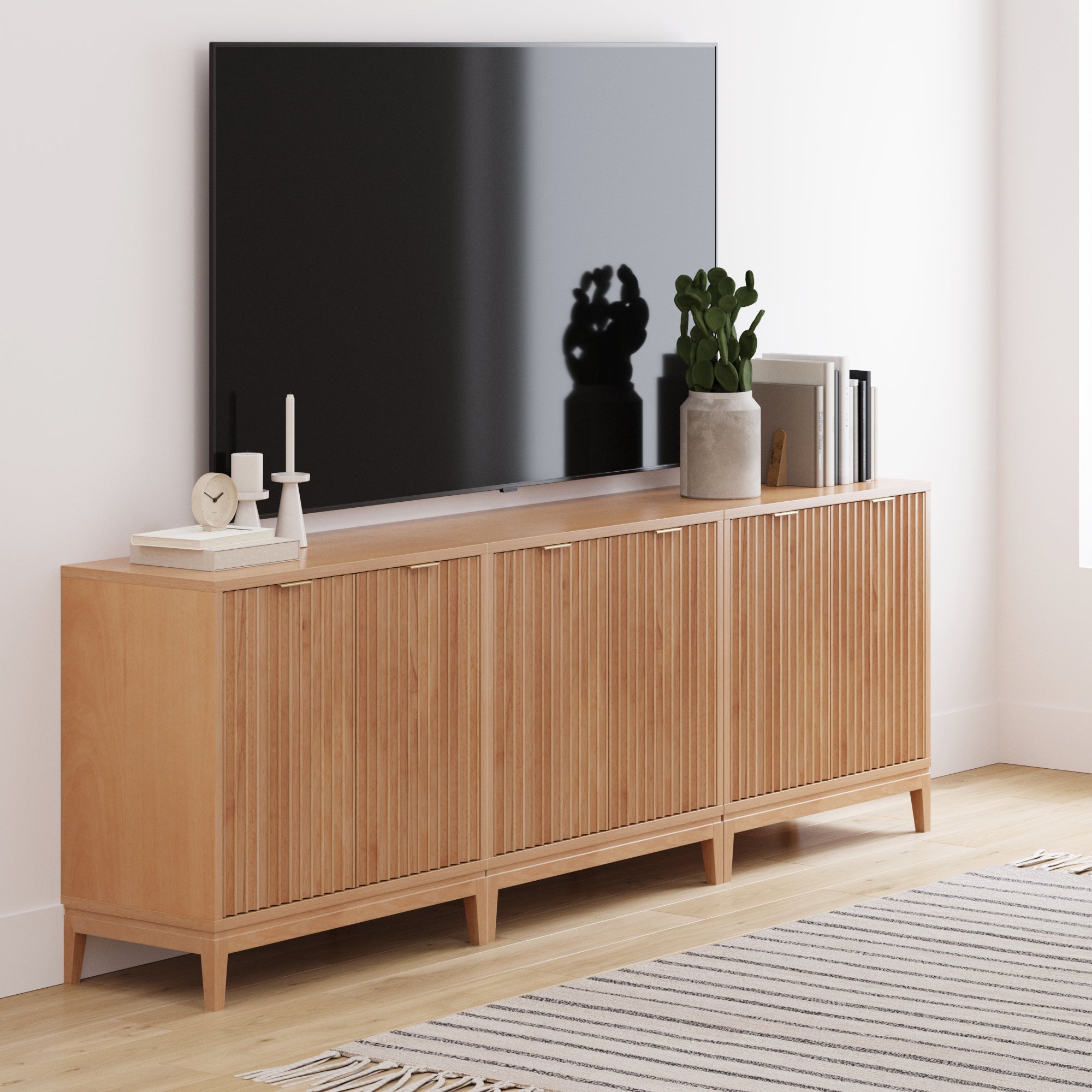 ZYBT Fluted Sideboard Buffet Cabinet, Mid Century Modern Accent Cabinet 2 Doors Adjustable Shelf Storage Cupboard Credenza Console Table Living Kitche ZYBT Fluted Sideboard Buffet Cabinet, Mid Century Modern Accent Cabinet 2 Doors Adjustable Shelf Storage Cupboard Credenza Console Table Living Kitche