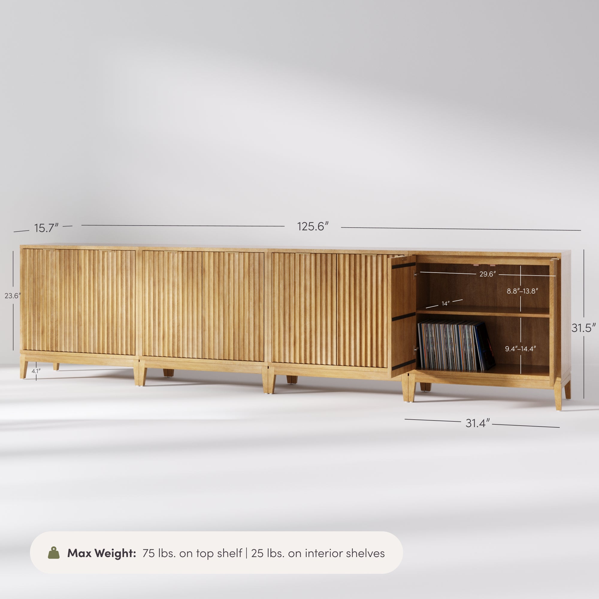 Jasper Warm Pine Wood Fluted Console | Nathan James